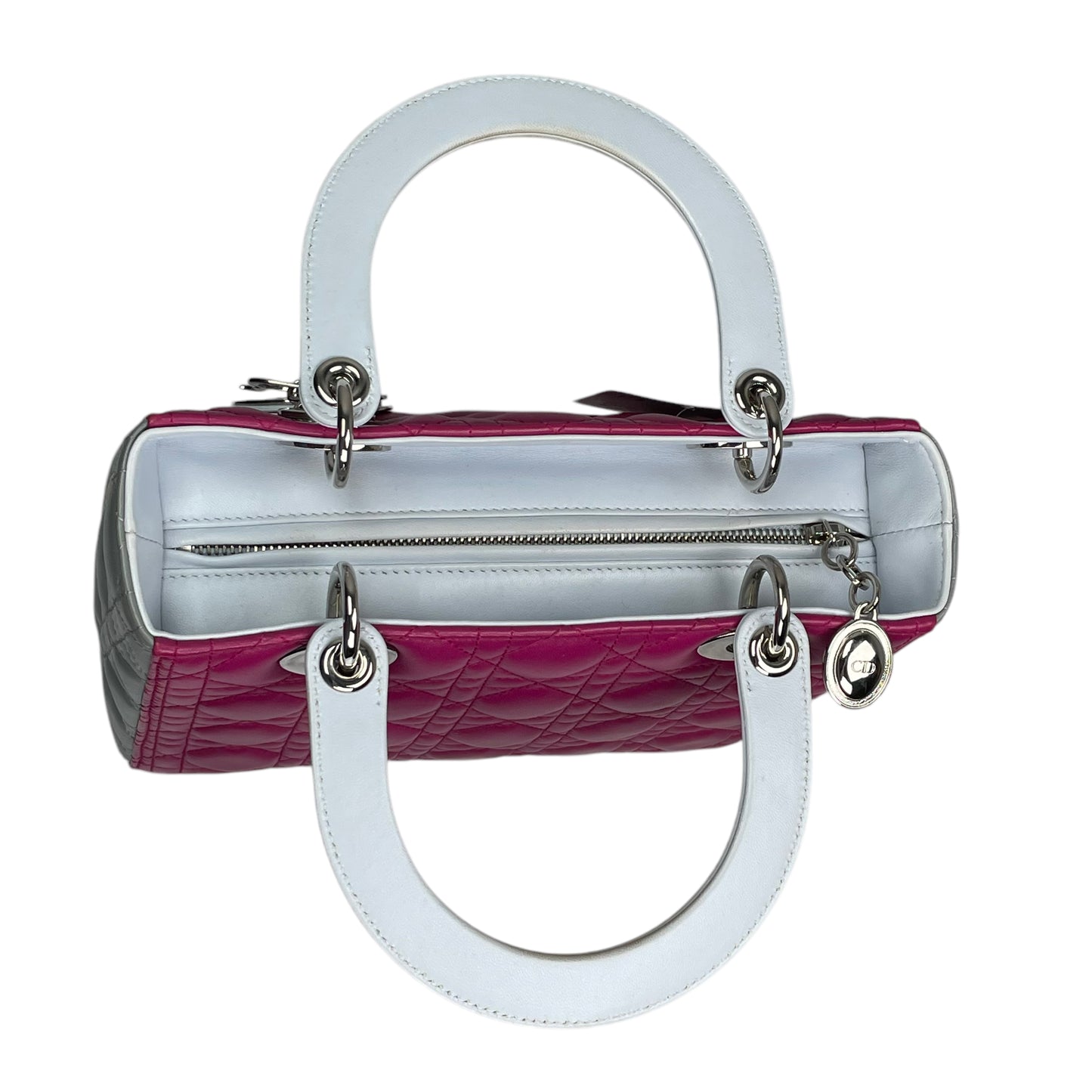 Christian Dior Lady Dior Cannage Limited Tri-Color Magenta Pale Blue Gray Purse
