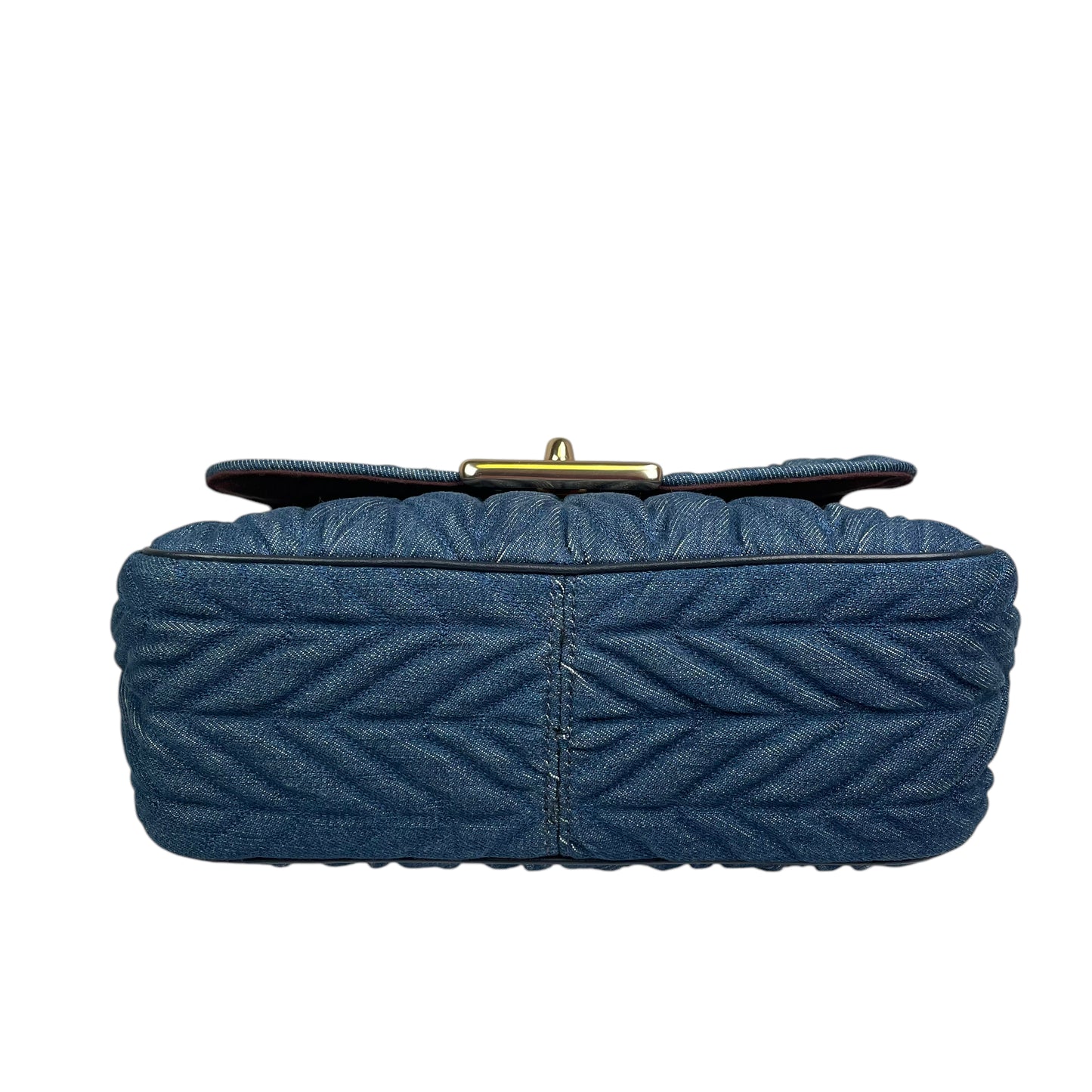 Coach Cassidy Denim Twist Quilted 2-Way Flap Turn-Lock Crossbody Shoulder Purse