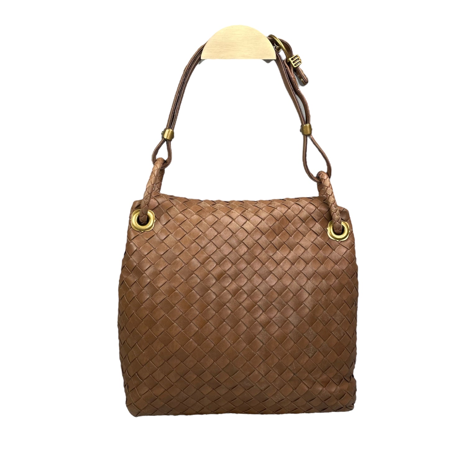 Bottega Veneta Intrecciato Nappa Light Brown Leather Clutch Small Shoulder Purse