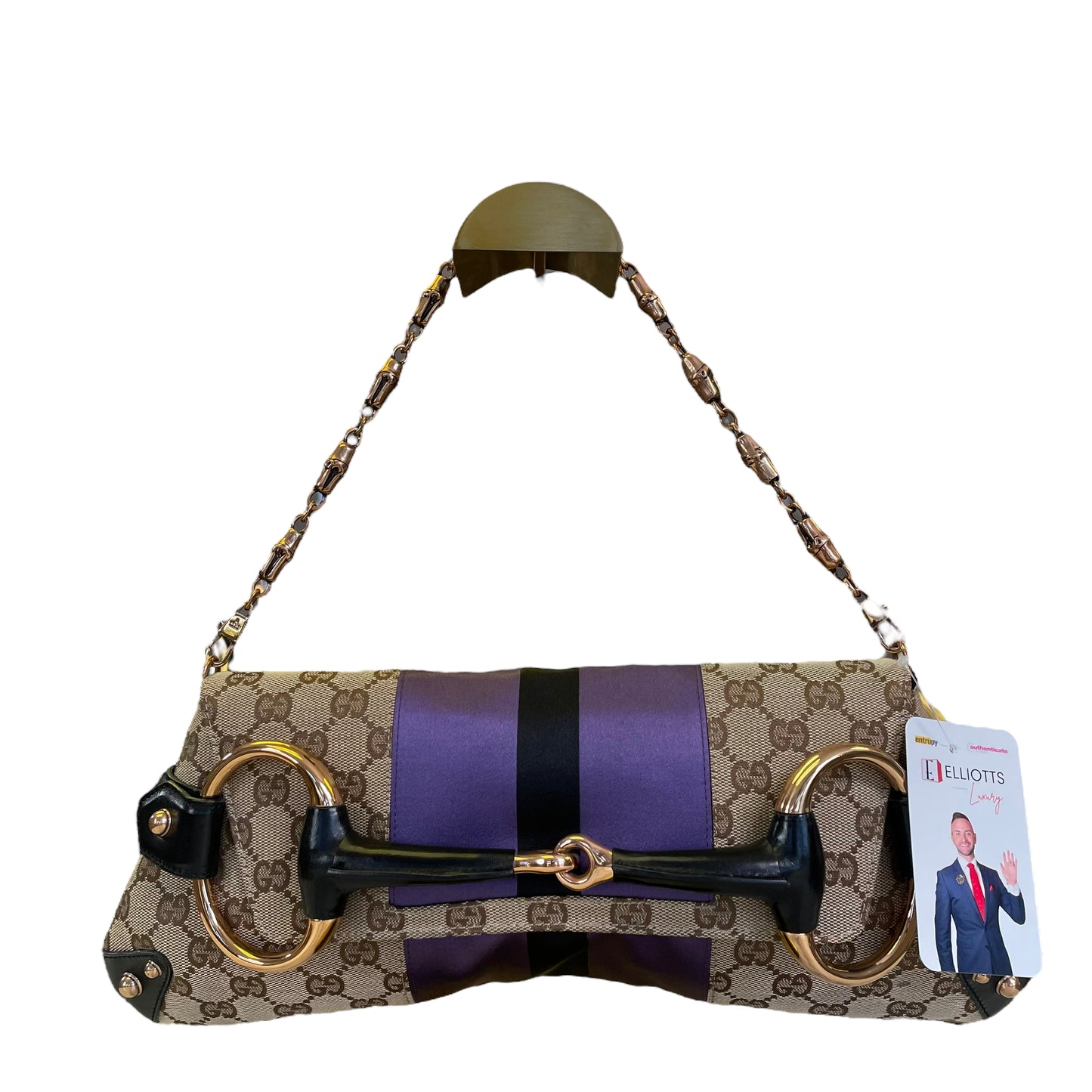 Gucci GG HorseBit Bamboo Chain Jumbo Large Heritage GG Tom Ford Era Clutch Shoulder Purse