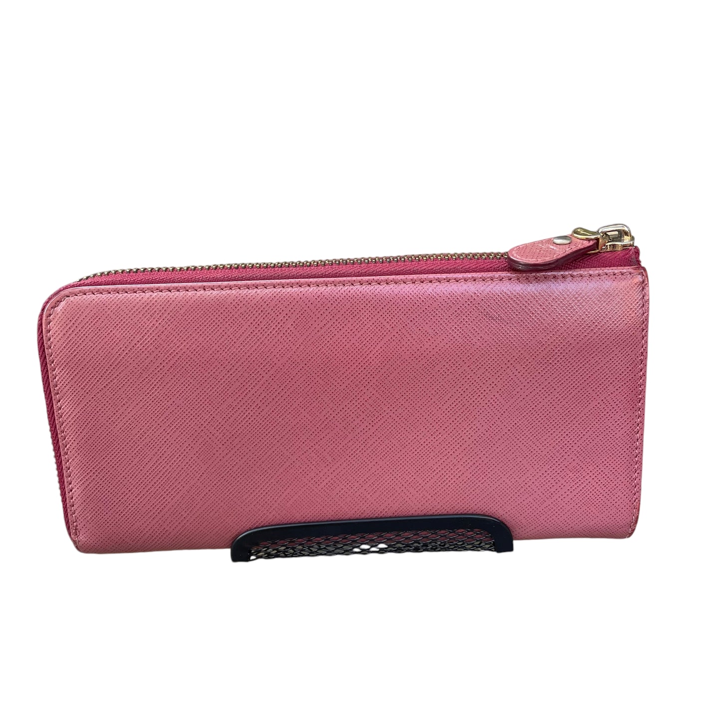 Salvatore Ferragamo Saffiano Purple Vara Ribbon Bow Zip Around Long Wallet