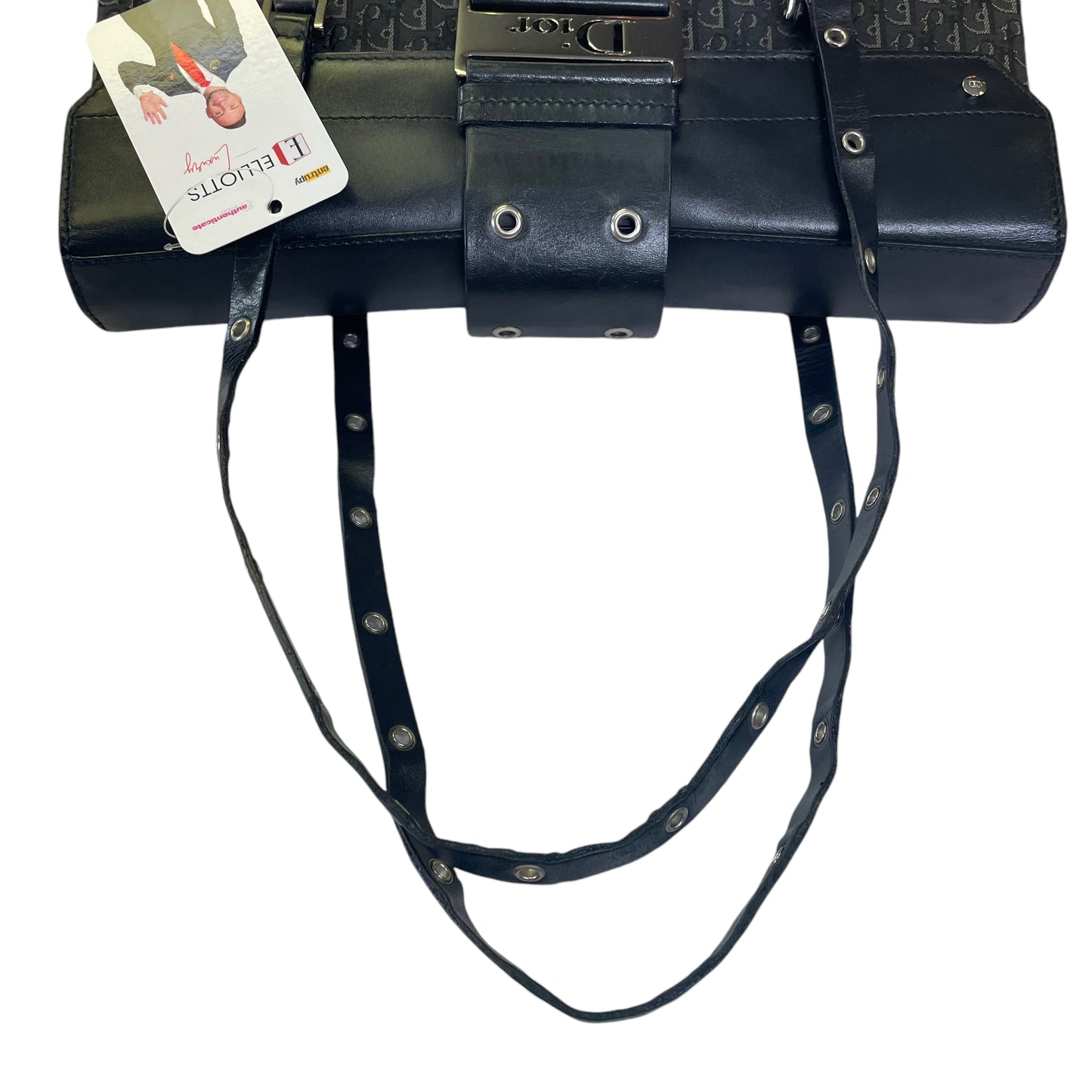 Christian Dior Diorissimo Street Chic East West Leather Trotter Monogram Shoulder Leather Black Purse
