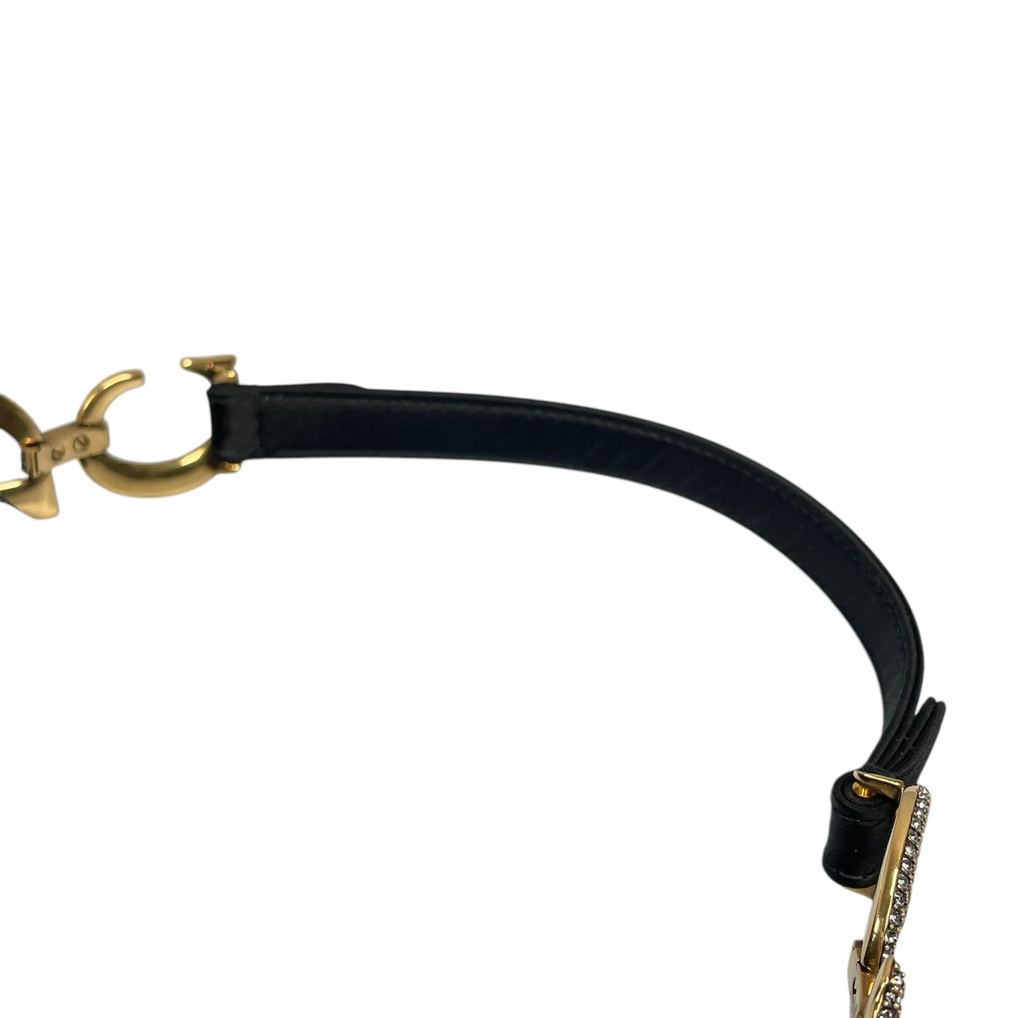 Christian Dior Mini Saddle Bag Black Silk Satin Crystal Encrusted Gold Hardware
