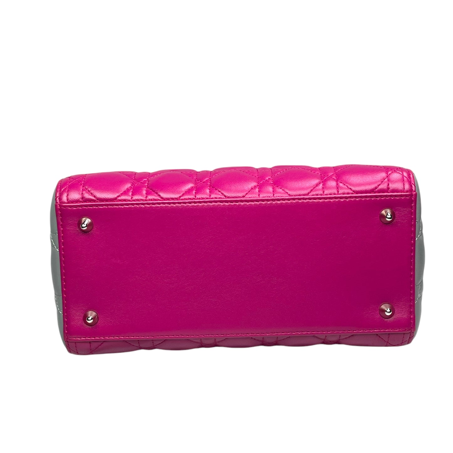 Christian Dior Lady Dior Cannage Limited Tri-Color Magenta Pale Blue Gray Purse