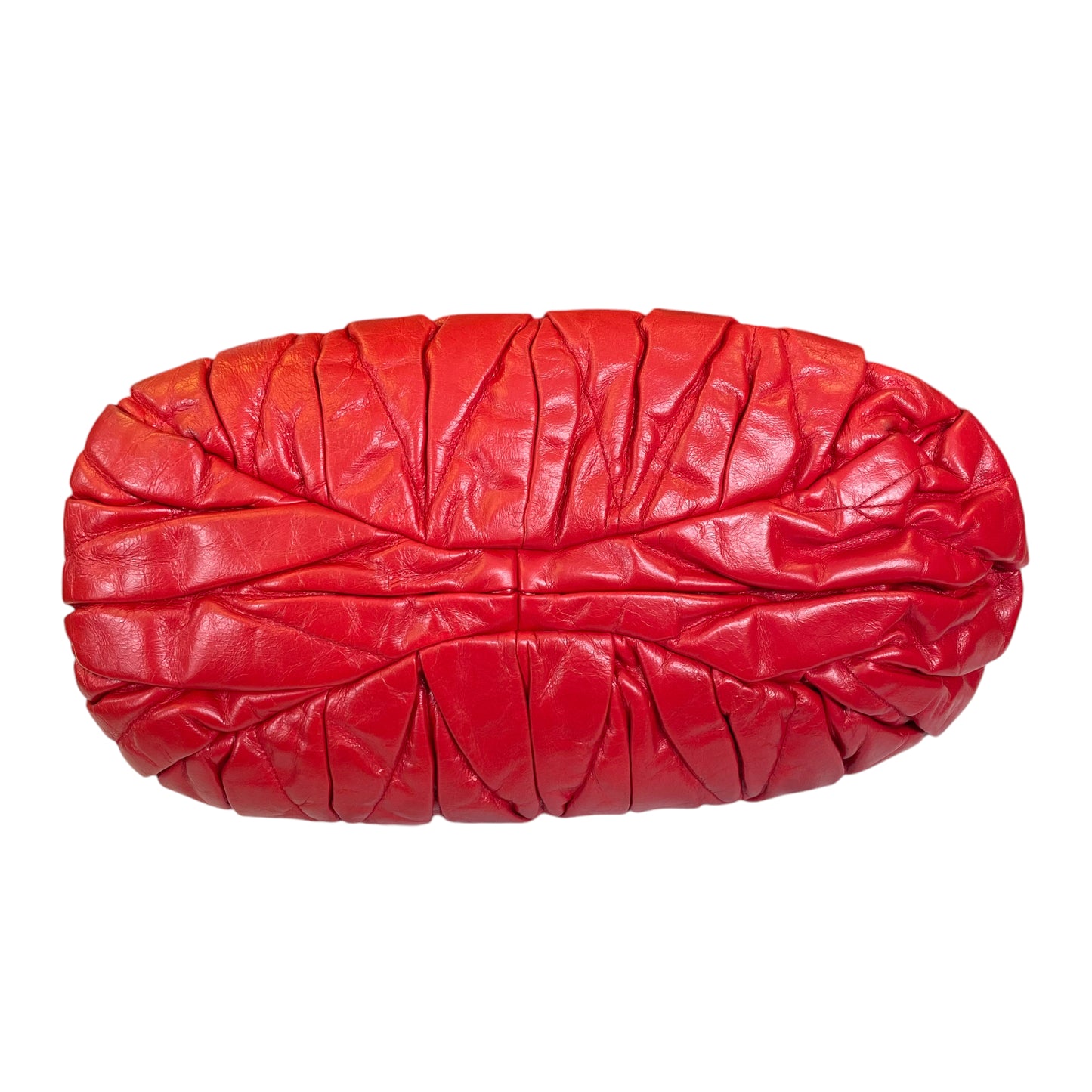 Miu Miu Tomato Red Rosa Matelasse Leather Two Way Gold Pretzel Crossbody Purse
