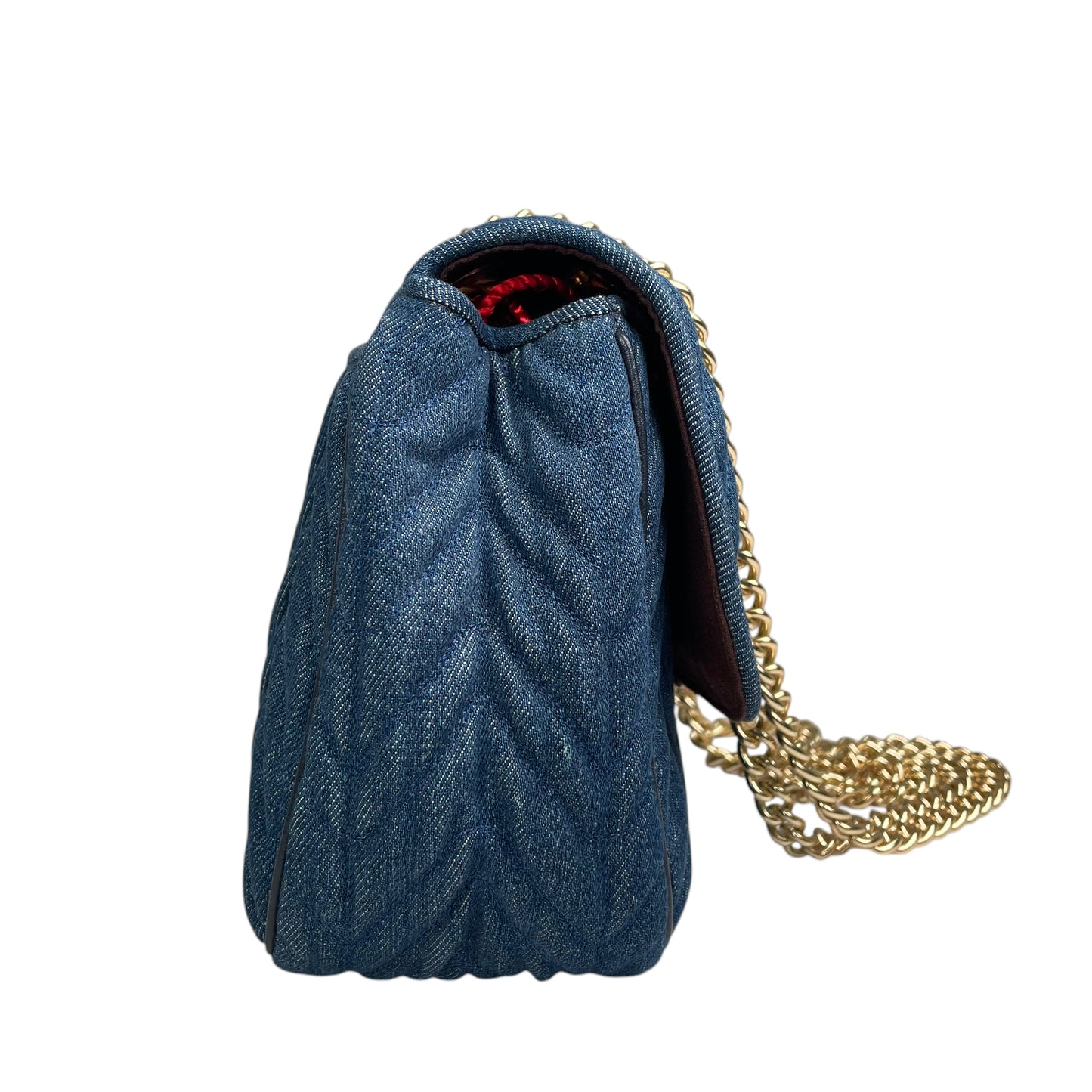 Coach Cassidy Denim Twist Quilted 2-Way Flap Turn-Lock Crossbody Shoulder Purse