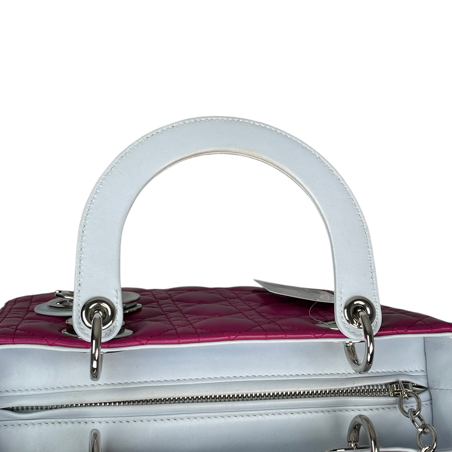 Christian Dior Lady Dior Cannage Limited Tri-Color Magenta Pale Blue Gray Purse