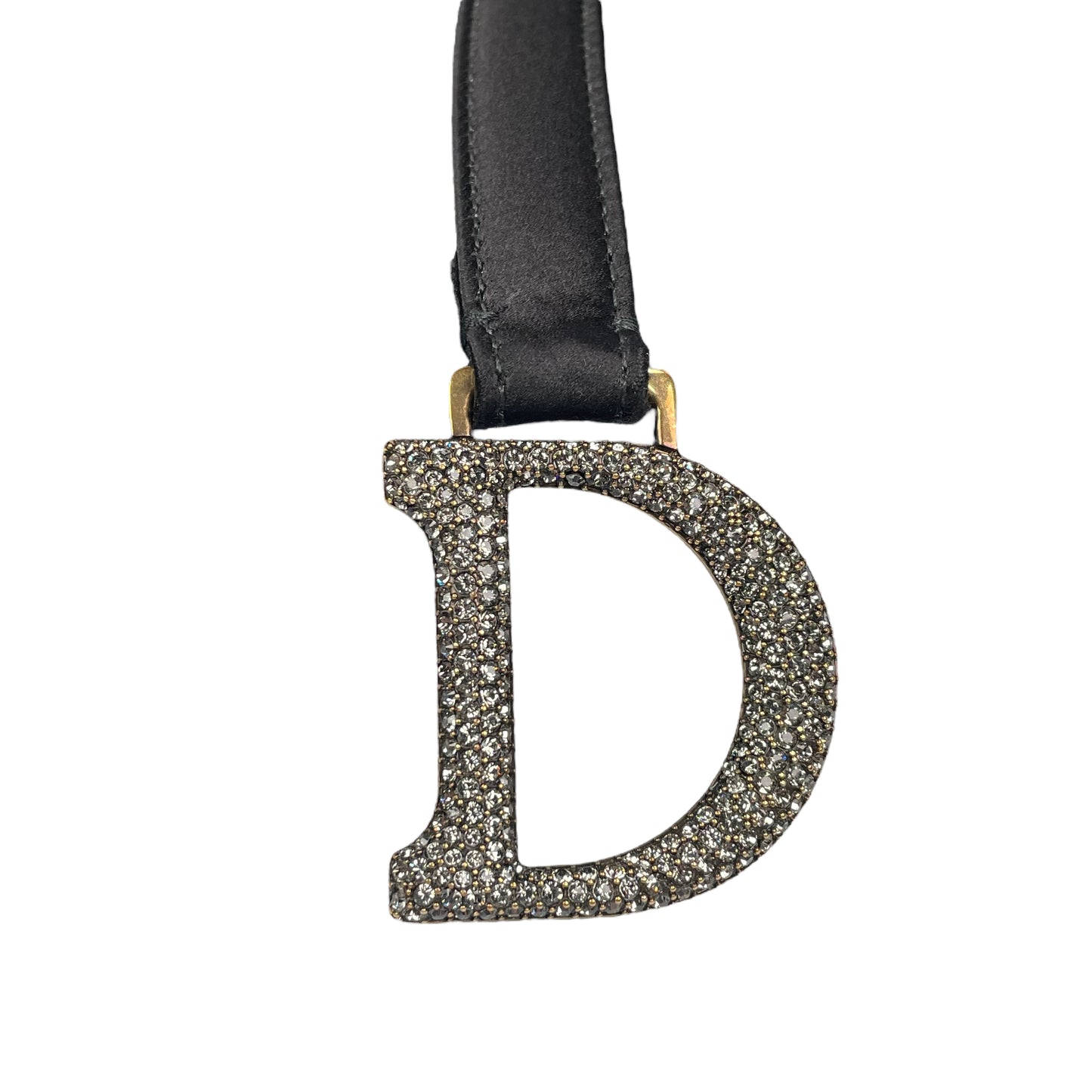Christian Dior Mini Saddle Bag Black Silk Satin Crystal Encrusted Gold Hardware