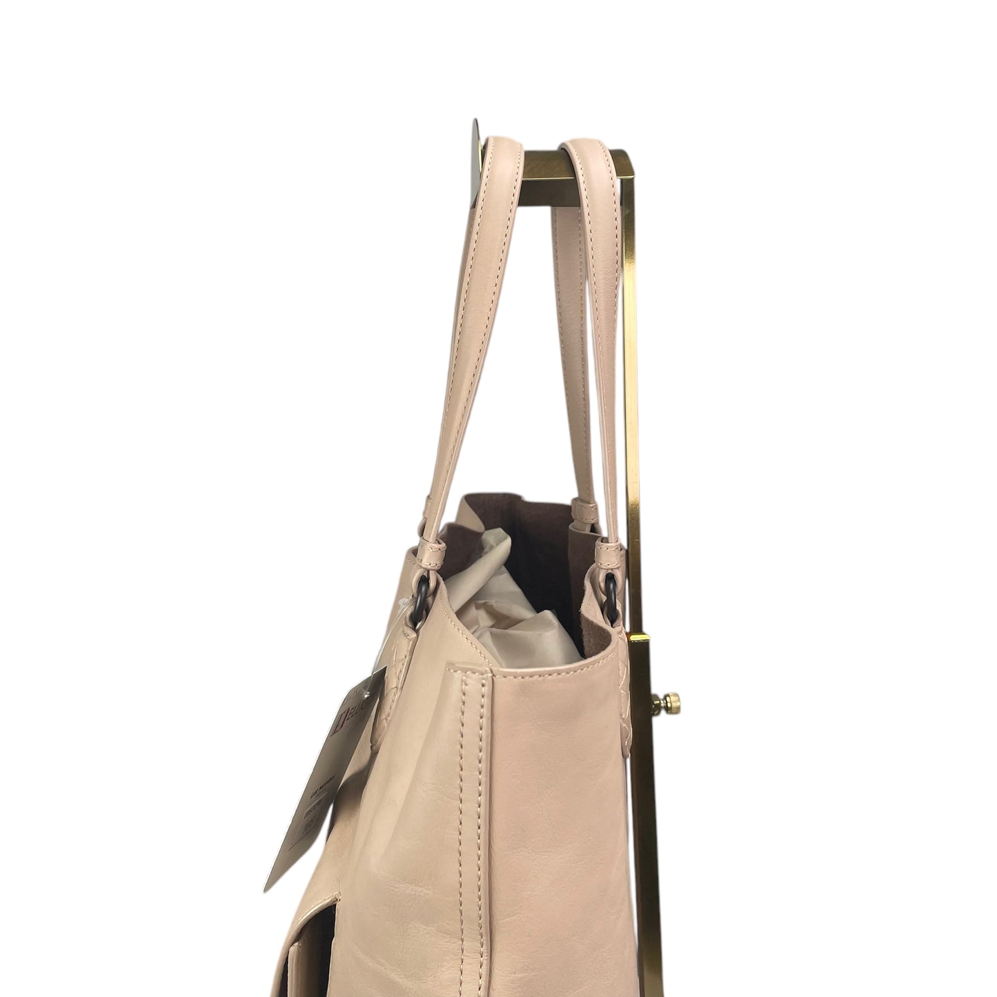Bottega Veneta Pale Pink Gunmetal Leather Vertical Shopper Work Tote Bag Purse