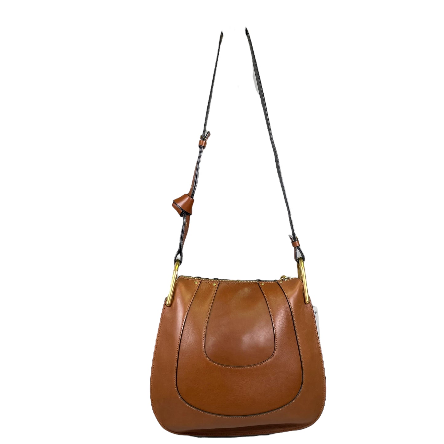 Chloe Haley Calf Skin Equestrian Bourbon Brown Bucket 2 Way Crossbody Shoulder Purse