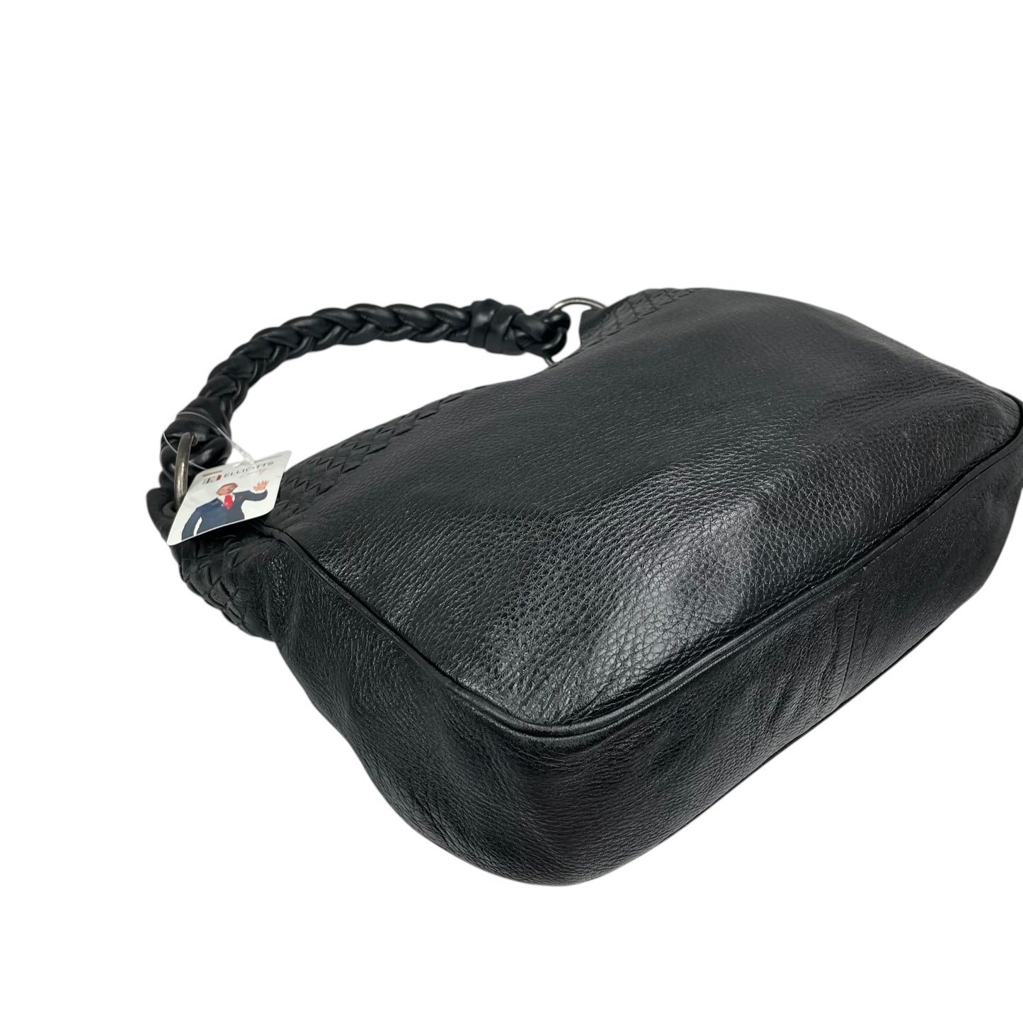 Bottega Veneta Intrecciato Black Medium Leather Gunmetal Hobo Shoulder Purse