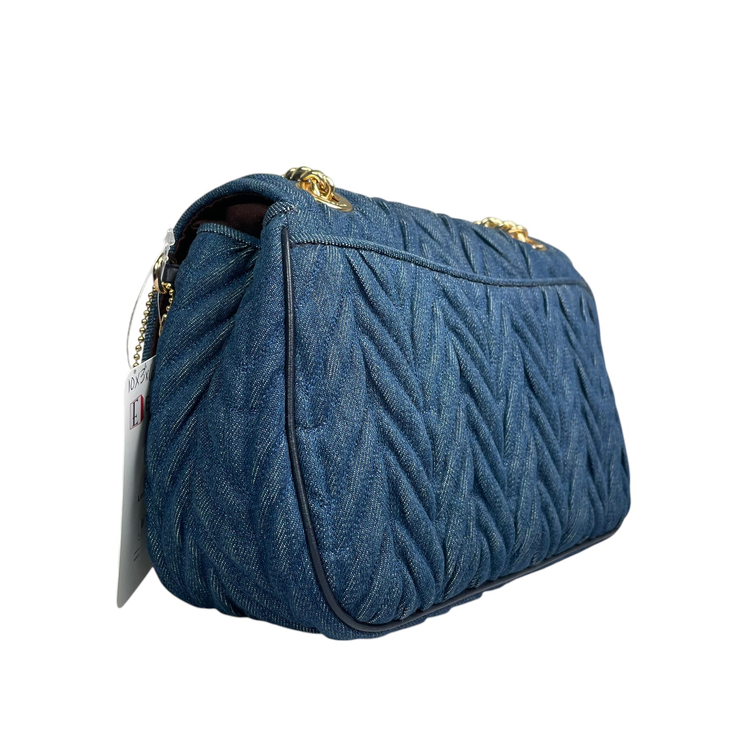 Coach Cassidy Denim Twist Quilted 2-Way Flap Turn-Lock Crossbody Shoulder Purse