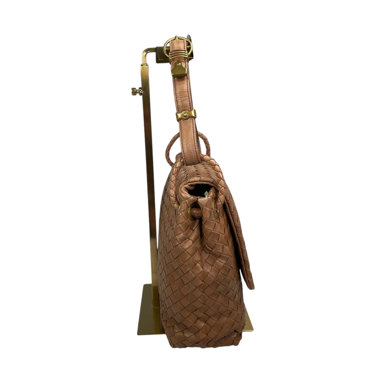 Bottega Veneta Intrecciato Nappa Light Brown Leather Clutch Small Shoulder Purse