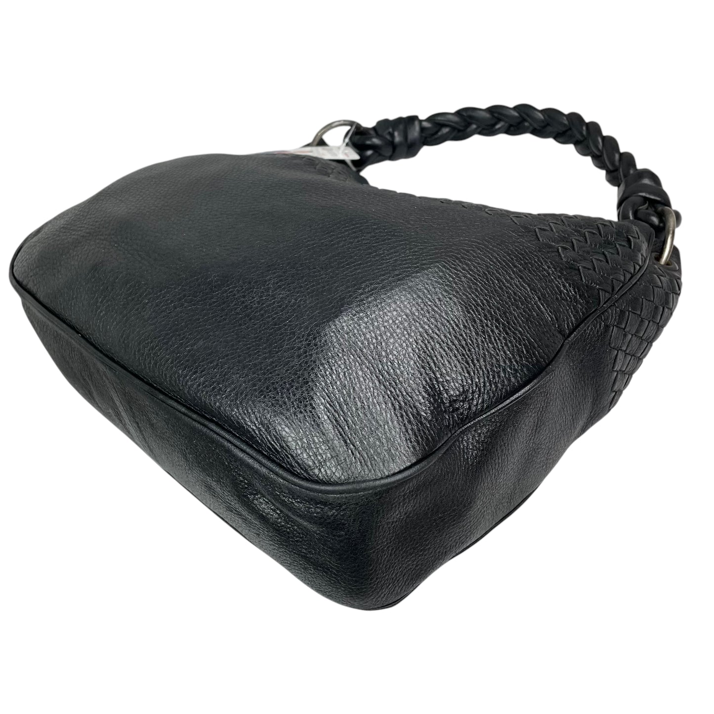Bottega Veneta Intrecciato Black Medium Leather Gunmetal Hobo Shoulder Purse