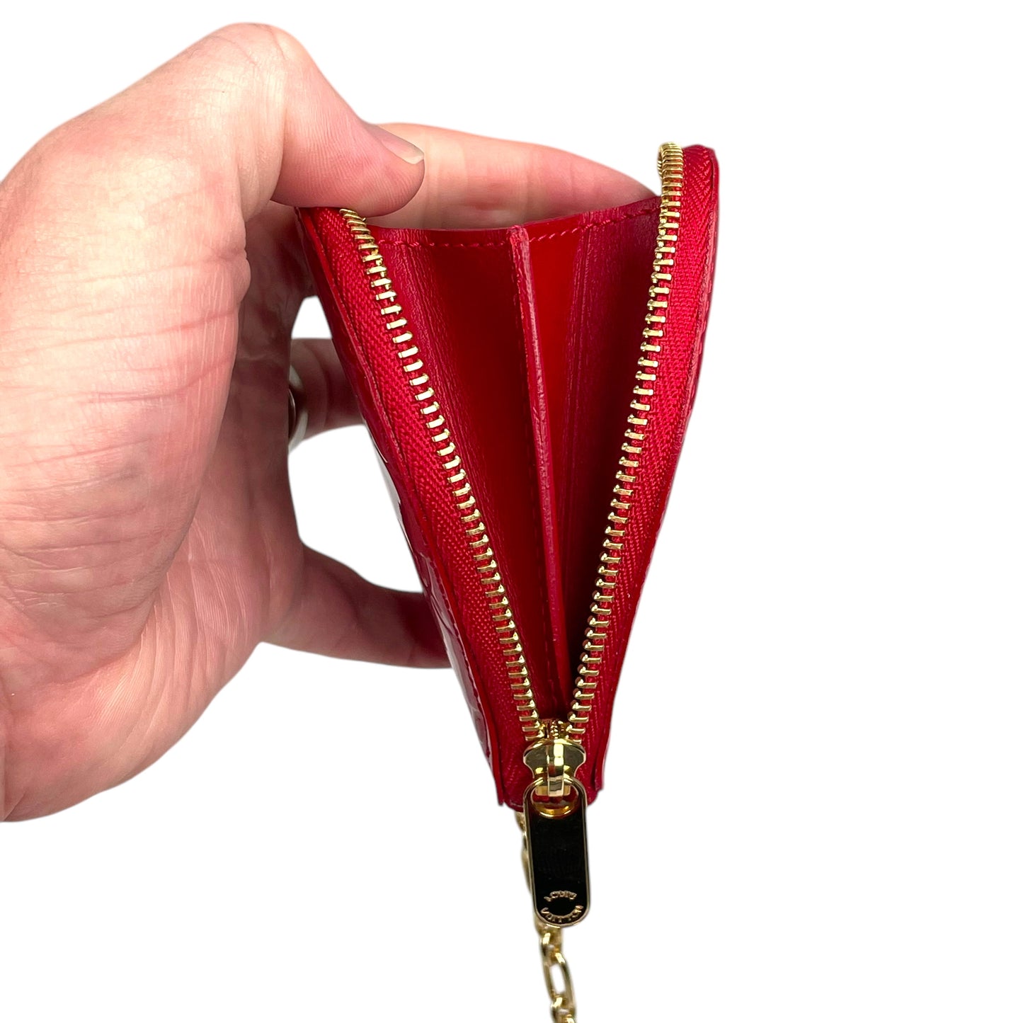 Louis Vuitton Red Vernis Coeur Heart Charm Coin Mini Key Chain Pomme D'Amour