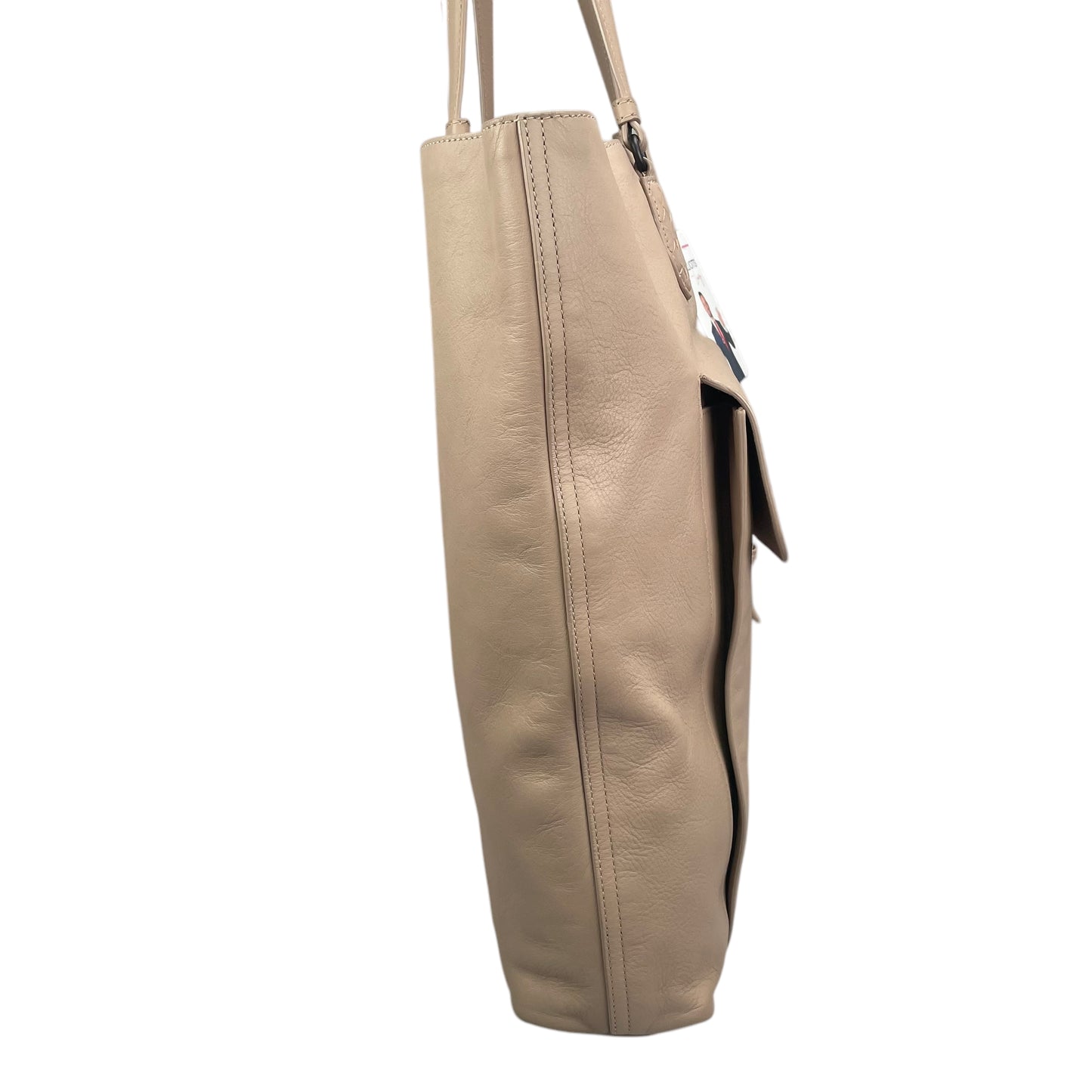 Bottega Veneta Pale Pink Gunmetal Leather Vertical Shopper Work Tote Bag Purse