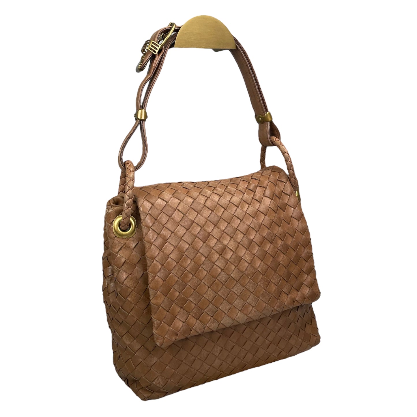 Bottega Veneta Intrecciato Nappa Light Brown Leather Clutch Small Shoulder Purse