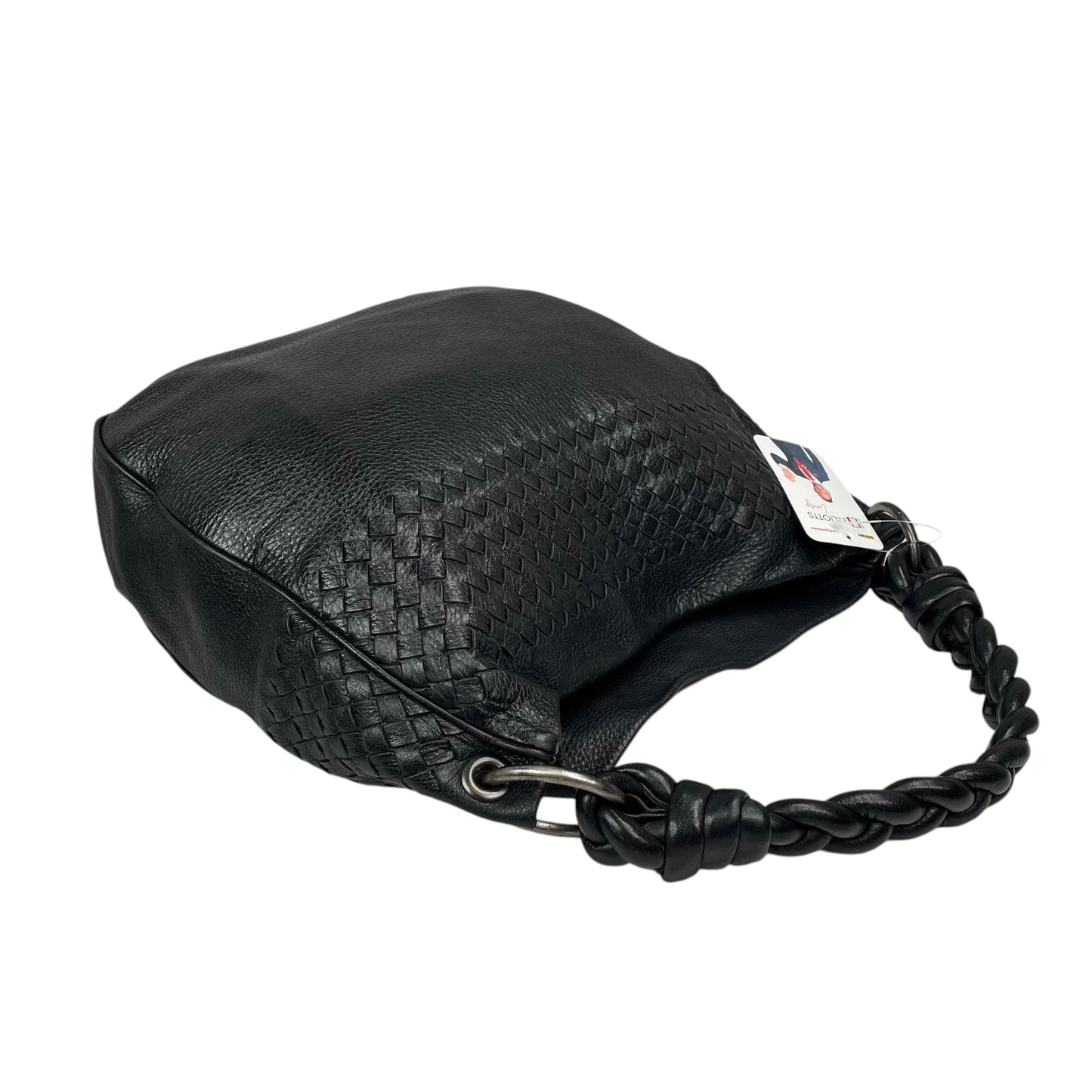 Bottega Veneta Intrecciato Black Medium Leather Gunmetal Hobo Shoulder Purse