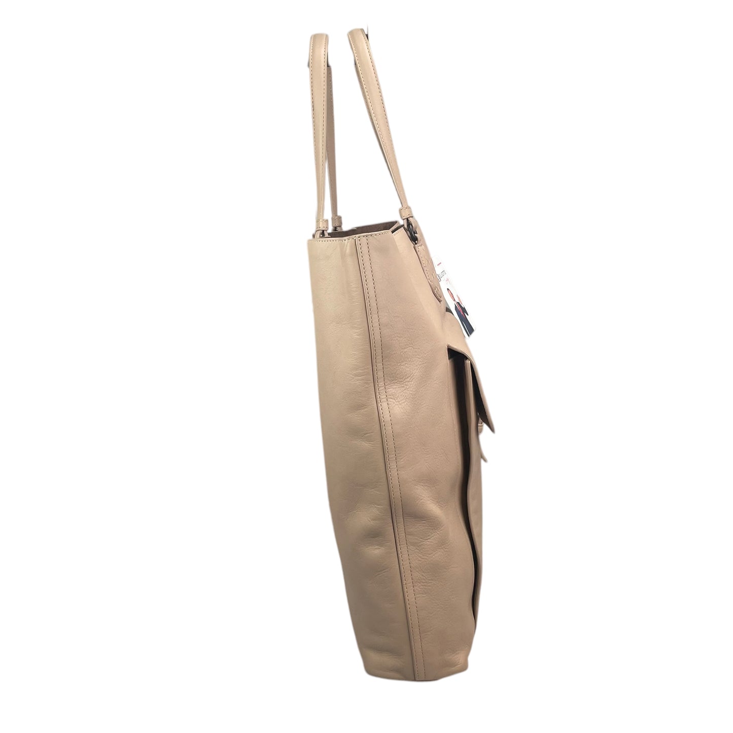 Bottega Veneta Pale Pink Gunmetal Leather Vertical Shopper Work Tote Bag Purse