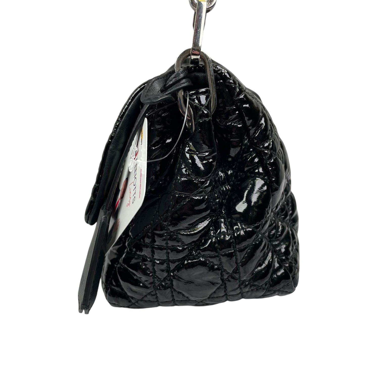 Christian Dior Black New Lock Patent Cannage Quilted Flap Shoulder Chain Purse