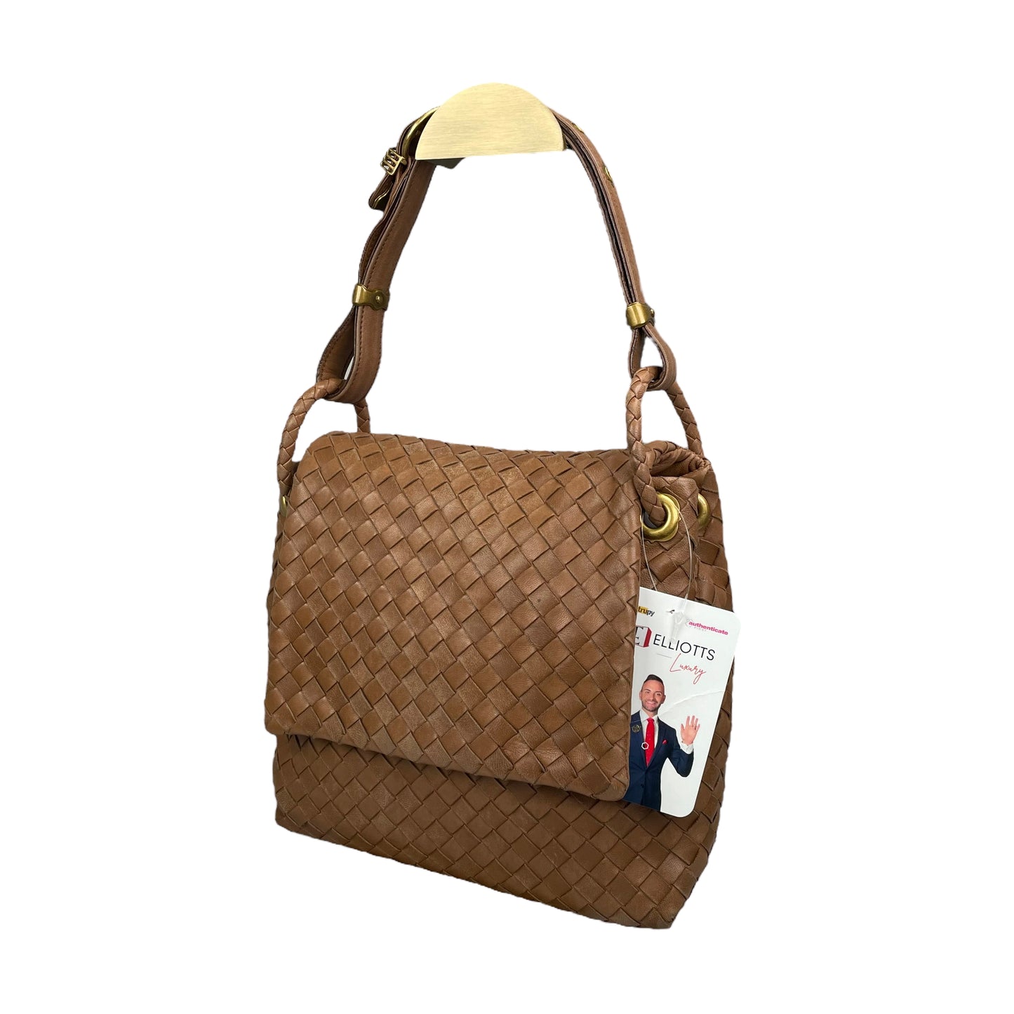 Bottega Veneta Intrecciato Nappa Light Brown Leather Clutch Small Shoulder Purse