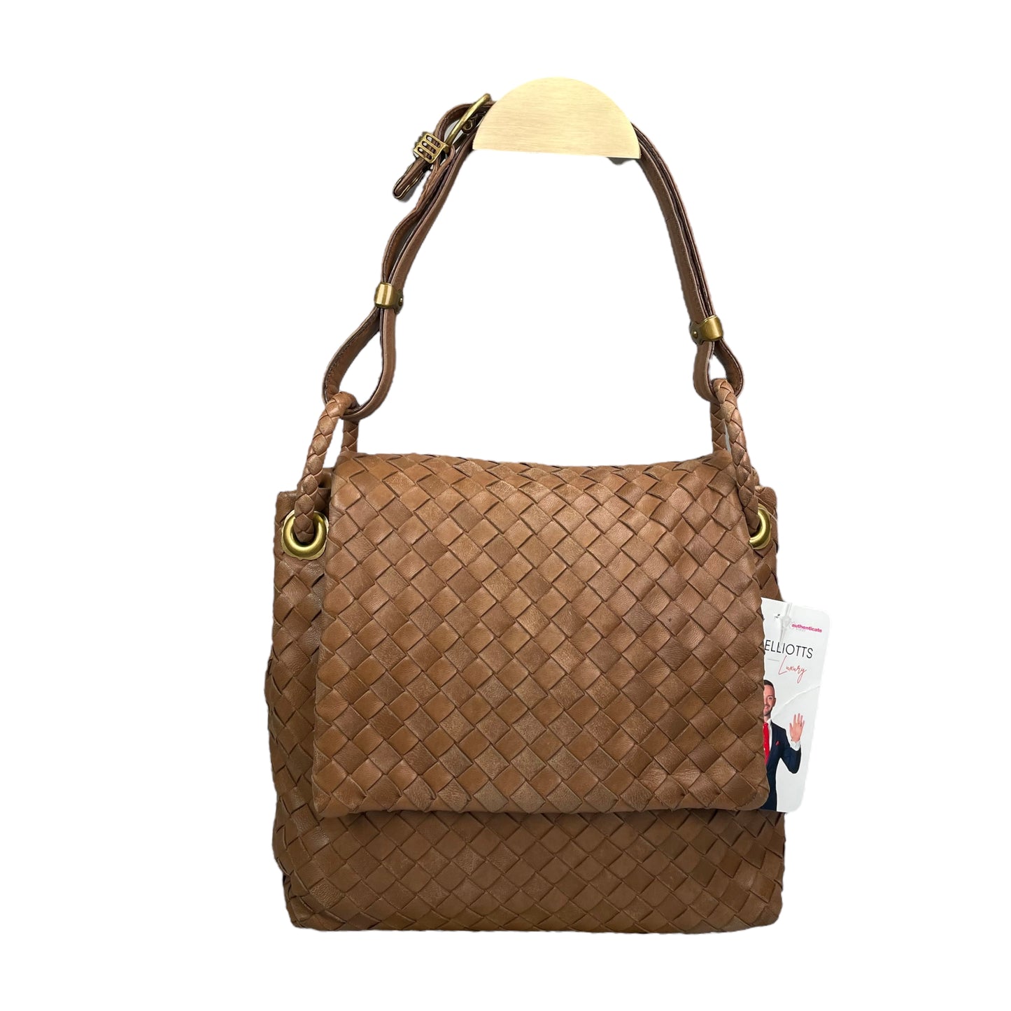 Bottega Veneta Intrecciato Nappa Light Brown Leather Clutch Small Shoulder Purse