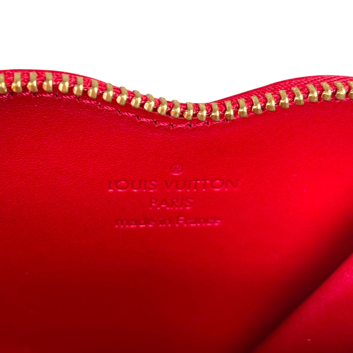 Louis Vuitton Red Vernis Coeur Heart Charm Coin Mini Key Chain Pomme D'Amour
