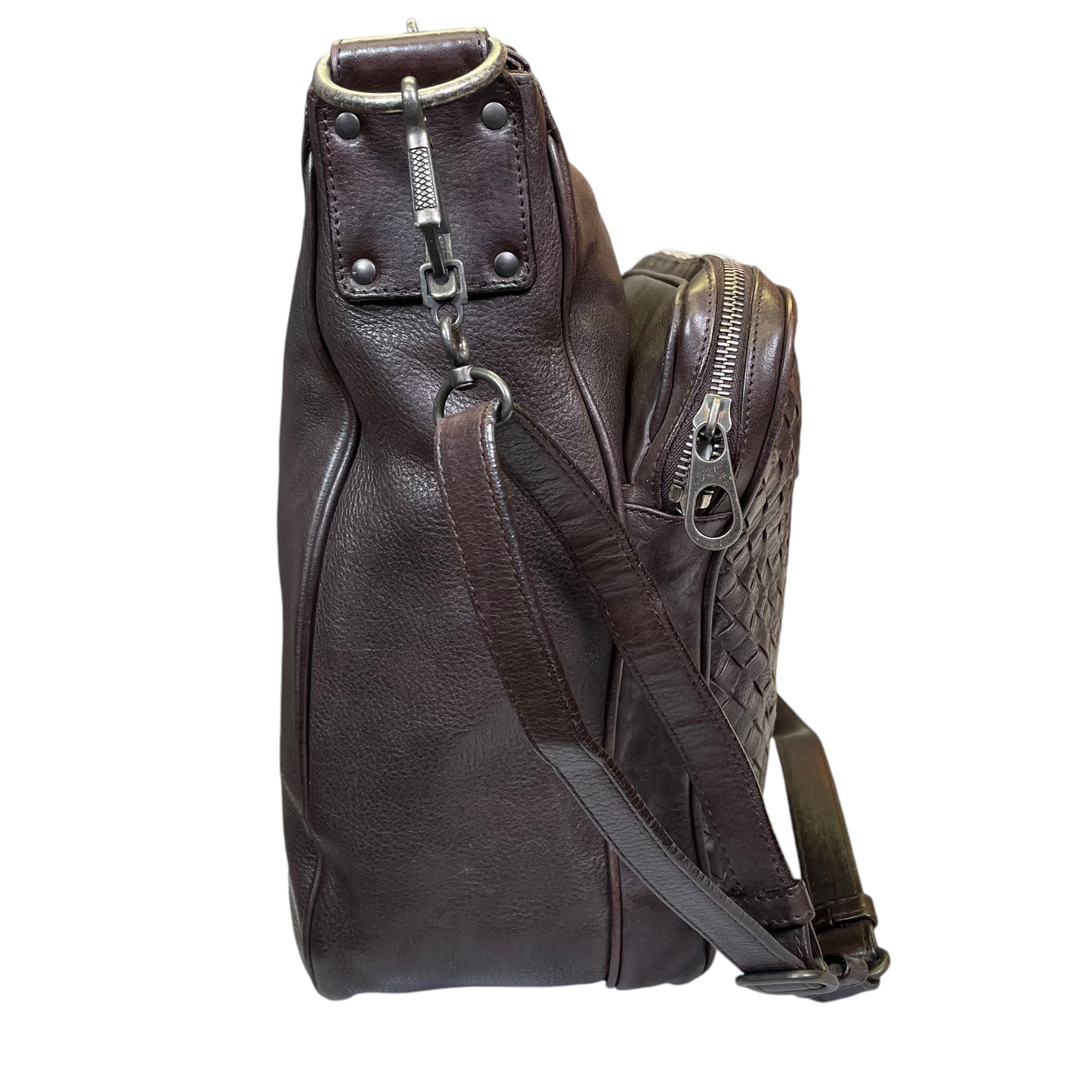 Bottega Veneta Brown Intrecciato Woven Multi Crossbody Large Shoulder Travel Bag