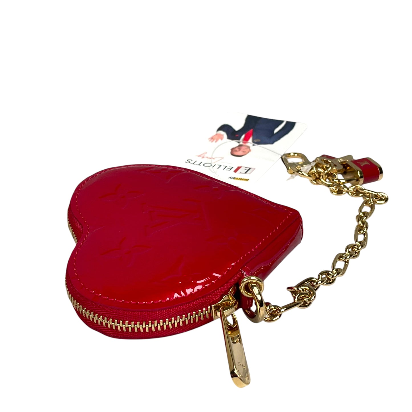 Louis Vuitton Red Vernis Coeur Heart Charm Coin Mini Key Chain Pomme D'Amour