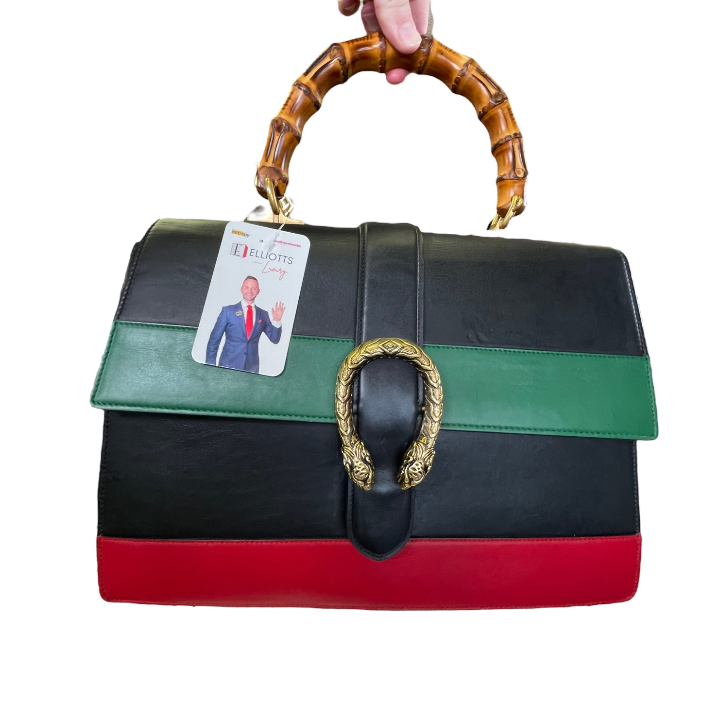 Gucci GG Dionysus Large Leather Bamboo Top Handle Color Block 2 Way Multi Strap Purse