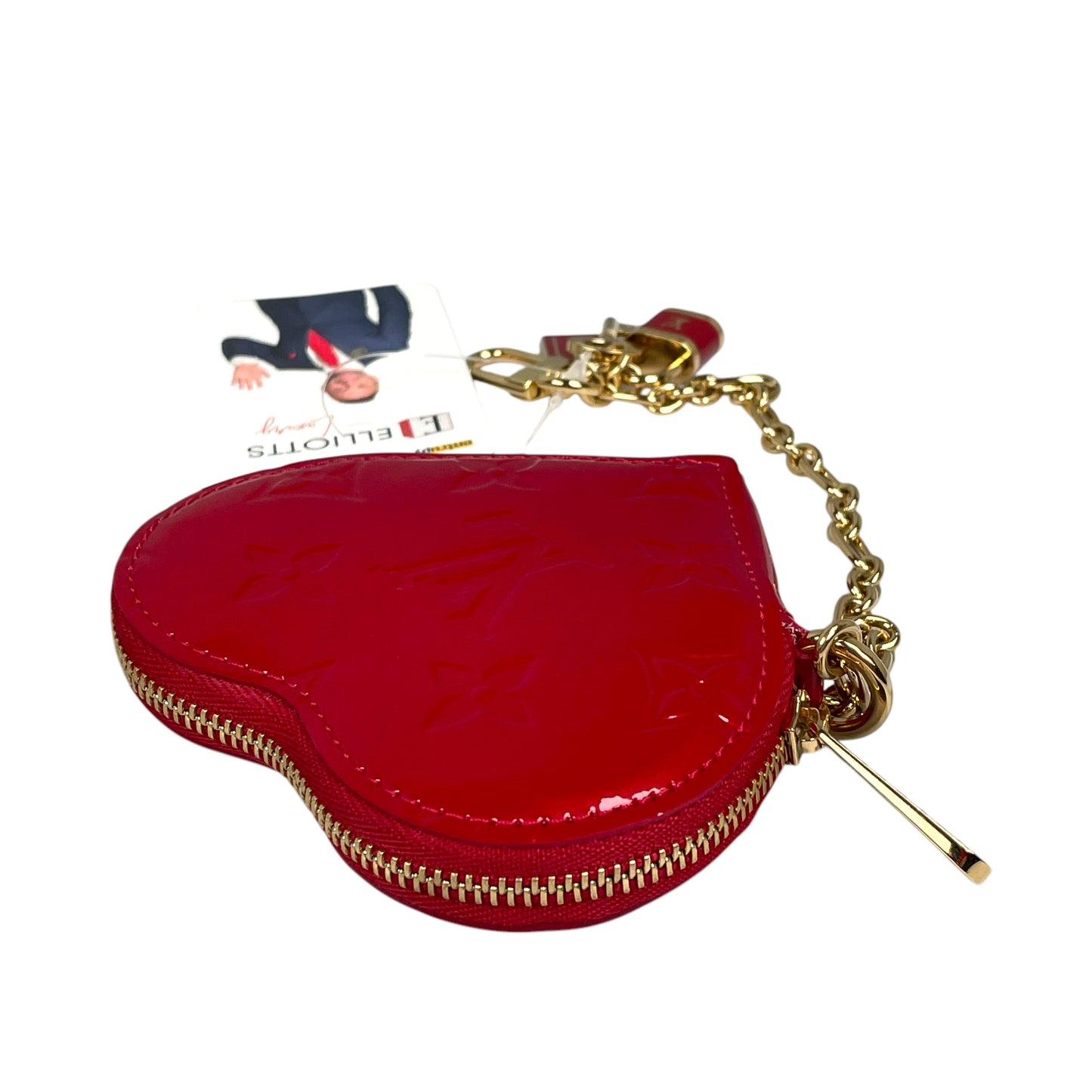 Louis Vuitton Red Vernis Coeur Heart Charm Coin Mini Key Chain Pomme D'Amour