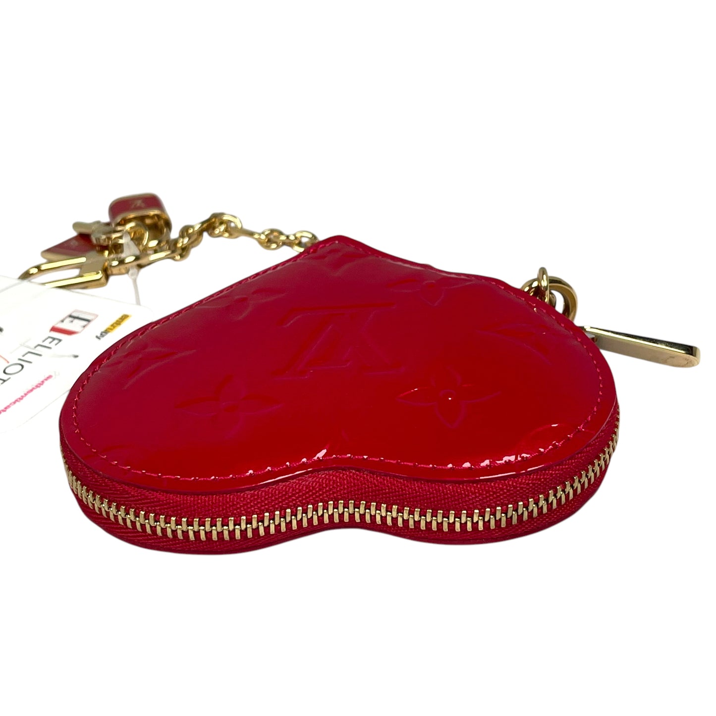 Louis Vuitton Red Vernis Coeur Heart Charm Coin Mini Key Chain Pomme D'Amour