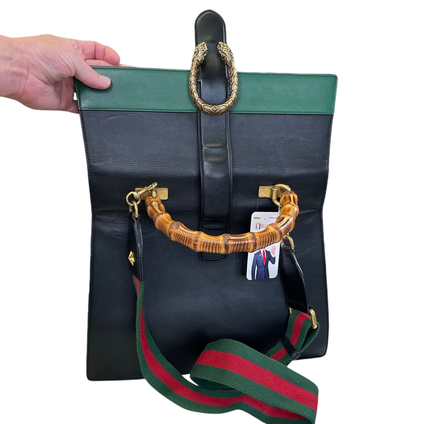 Gucci GG Dionysus Large Leather Bamboo Top Handle Color Block 2 Way Multi Strap Purse