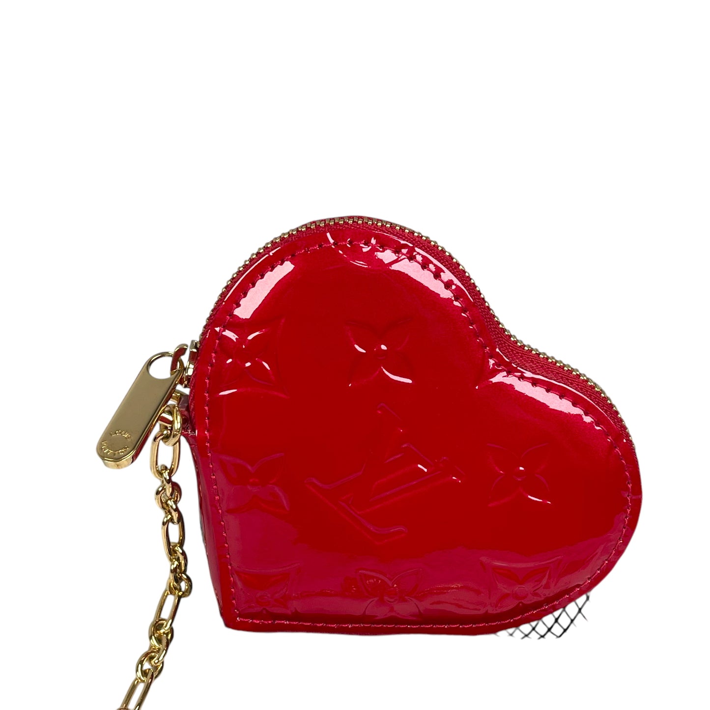 Louis Vuitton Red Vernis Coeur Heart Charm Coin Mini Key Chain Pomme D'Amour