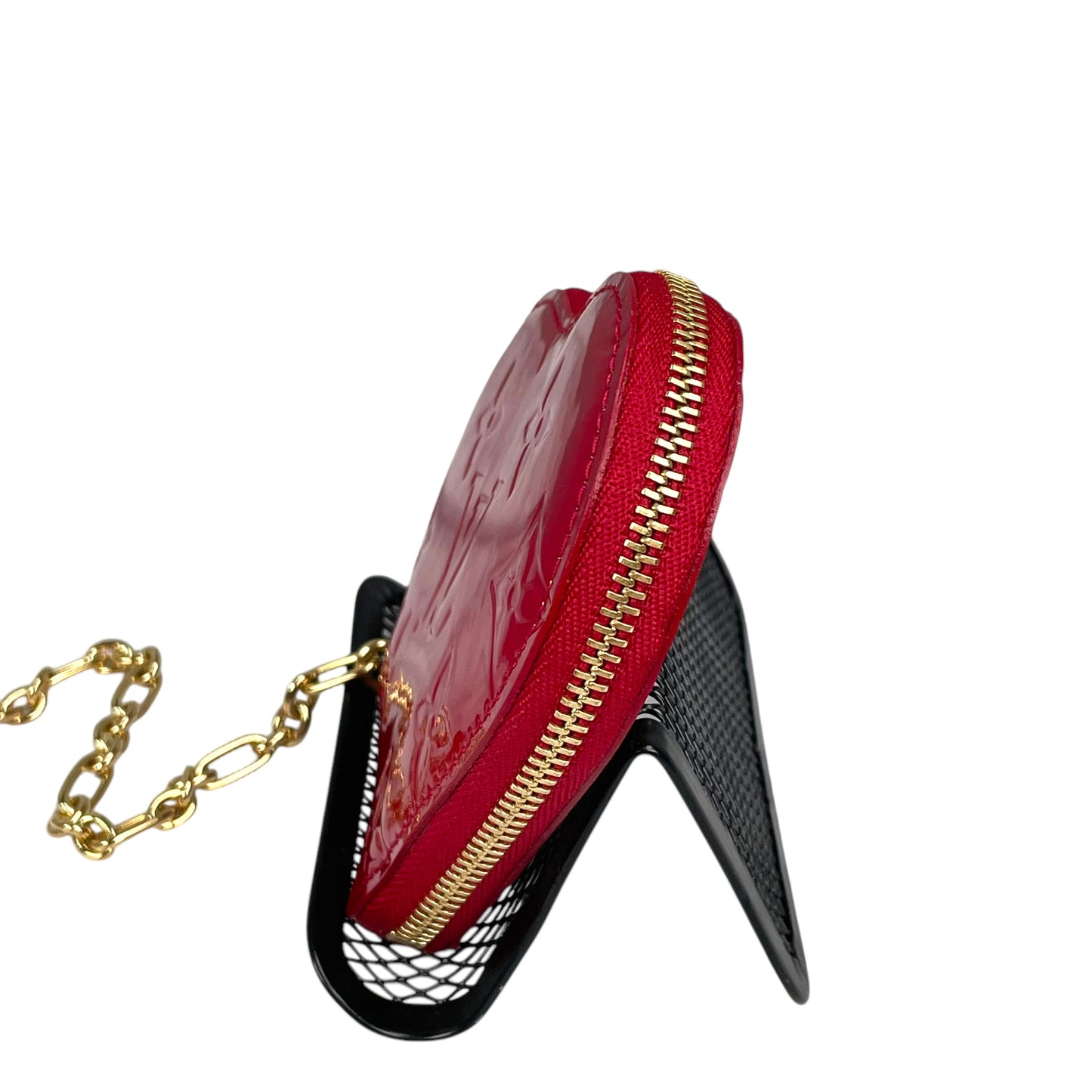 Louis Vuitton Red Vernis Coeur Heart Charm Coin Mini Key Chain Pomme D'Amour