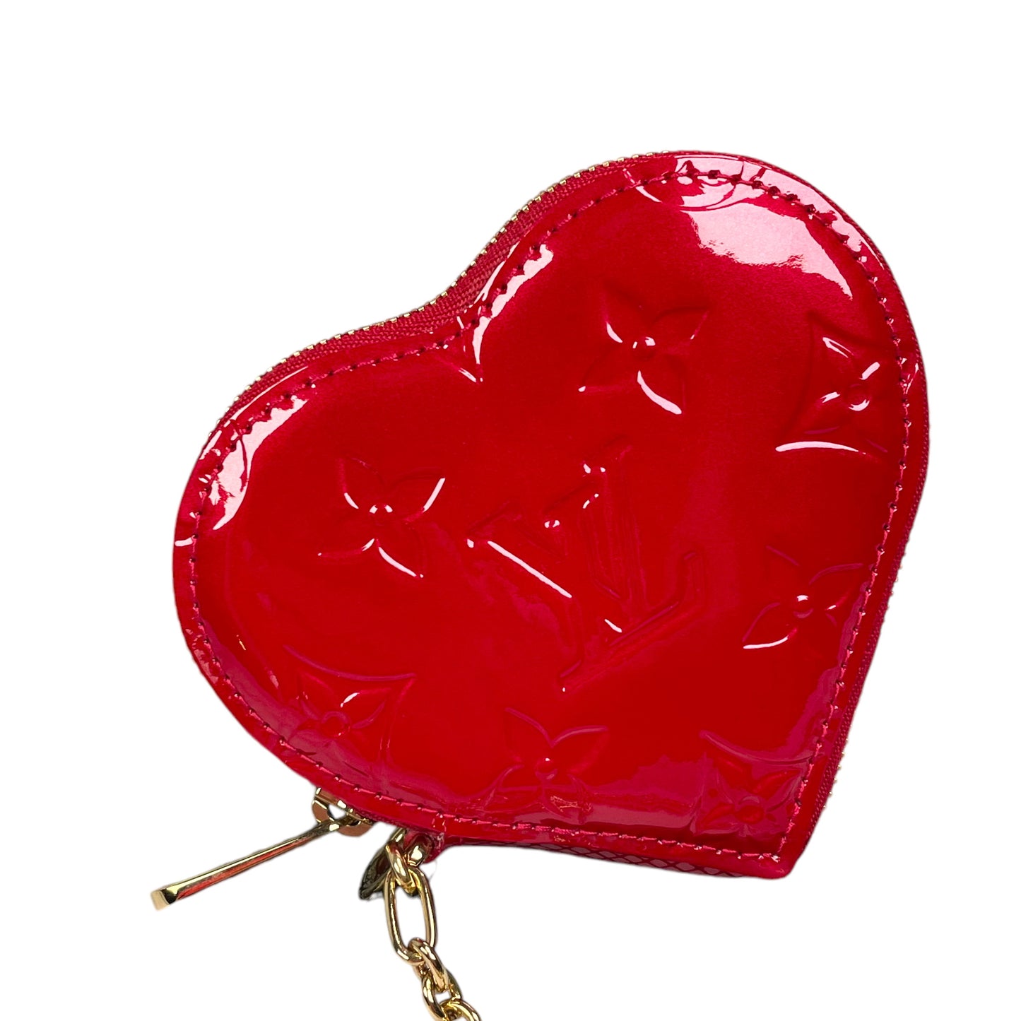 Louis Vuitton Red Vernis Coeur Heart Charm Coin Mini Key Chain Pomme D'Amour
