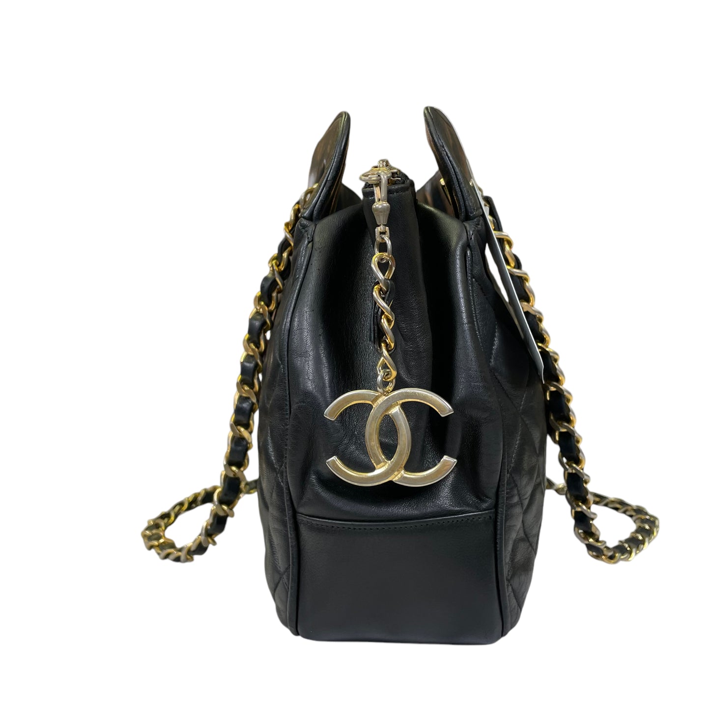 Chanel CC 24K Gold Plated Hardware Quilted Lambskin Matelasse Chain Shoulder Purse