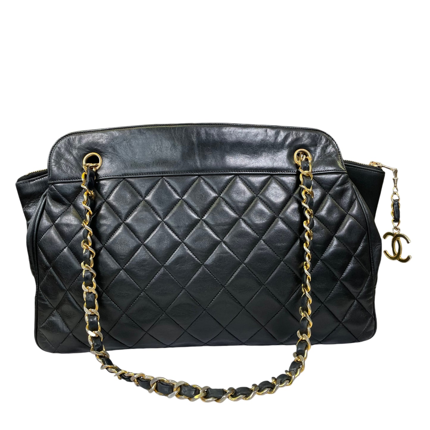 Chanel CC 24K Gold Plated Hardware Quilted Lambskin Matelasse Chain Shoulder Purse