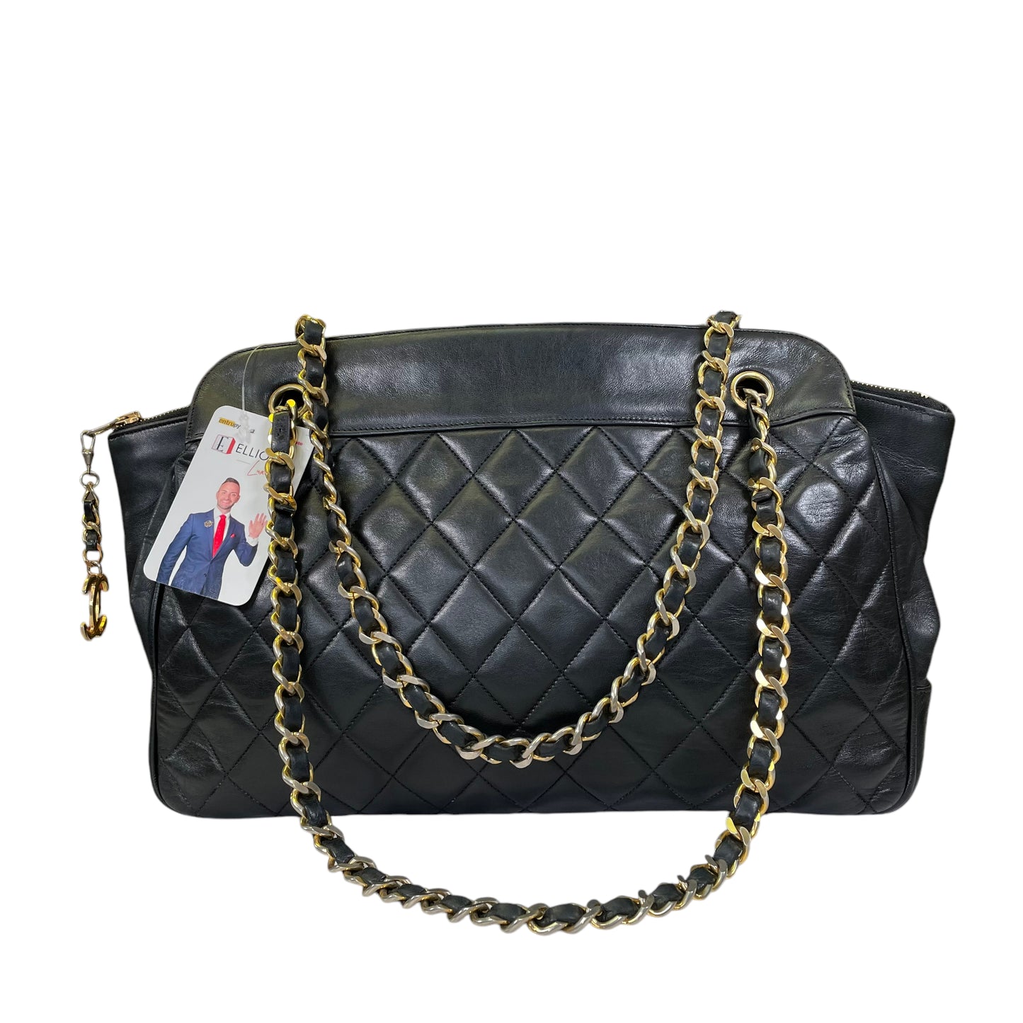 Chanel CC 24K Gold Plated Hardware Quilted Lambskin Matelasse Chain Shoulder Purse