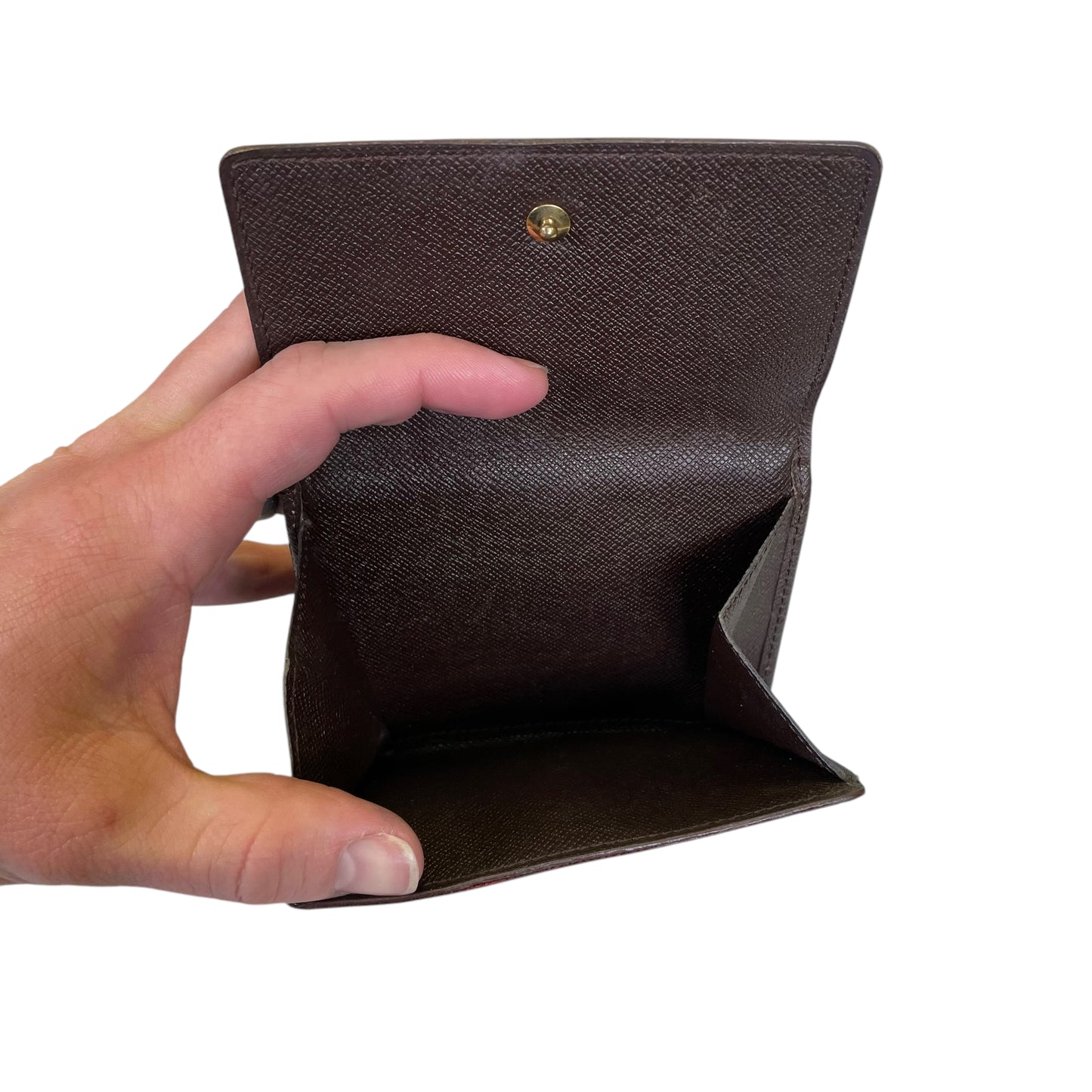 Louis Vuitton Elise Ebene Damier Tri-Fold Coated Canvas Dual Snap Wallet