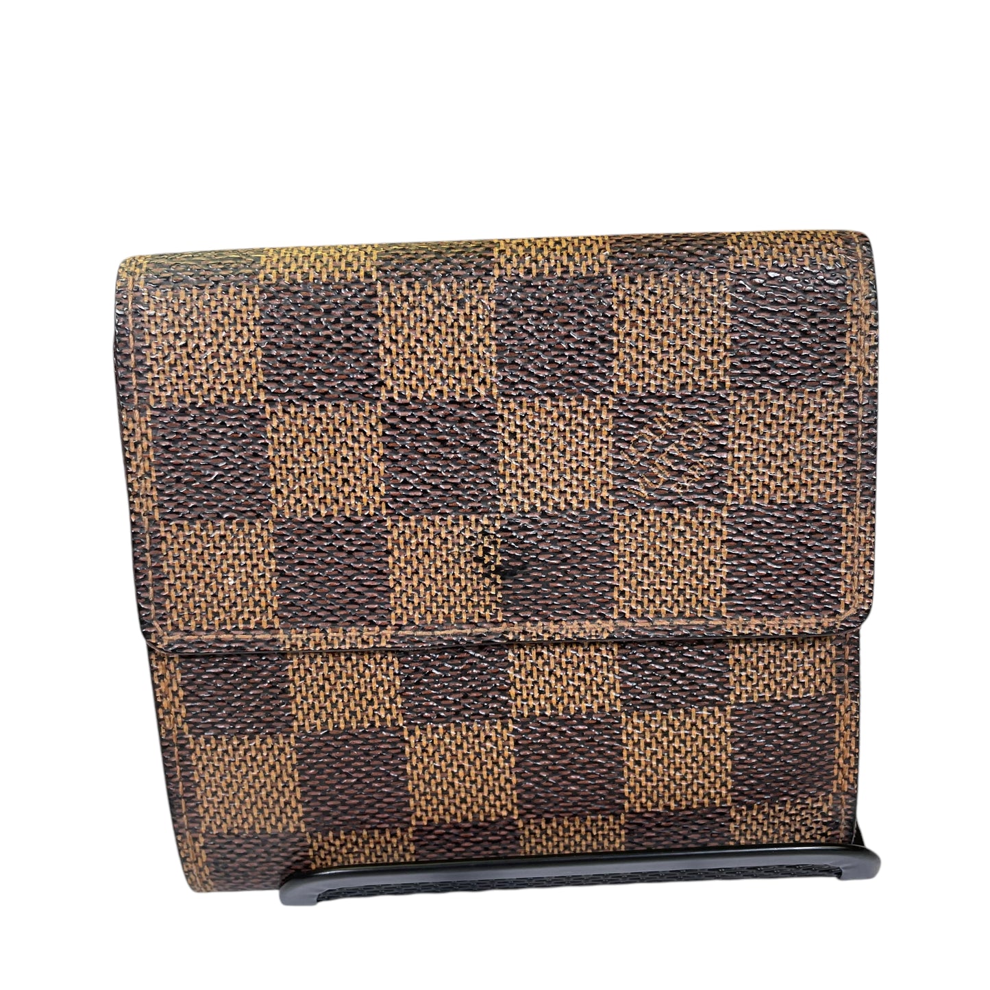 Louis Vuitton Elise Ebene Damier Tri-Fold Coated Canvas Dual Snap Wallet