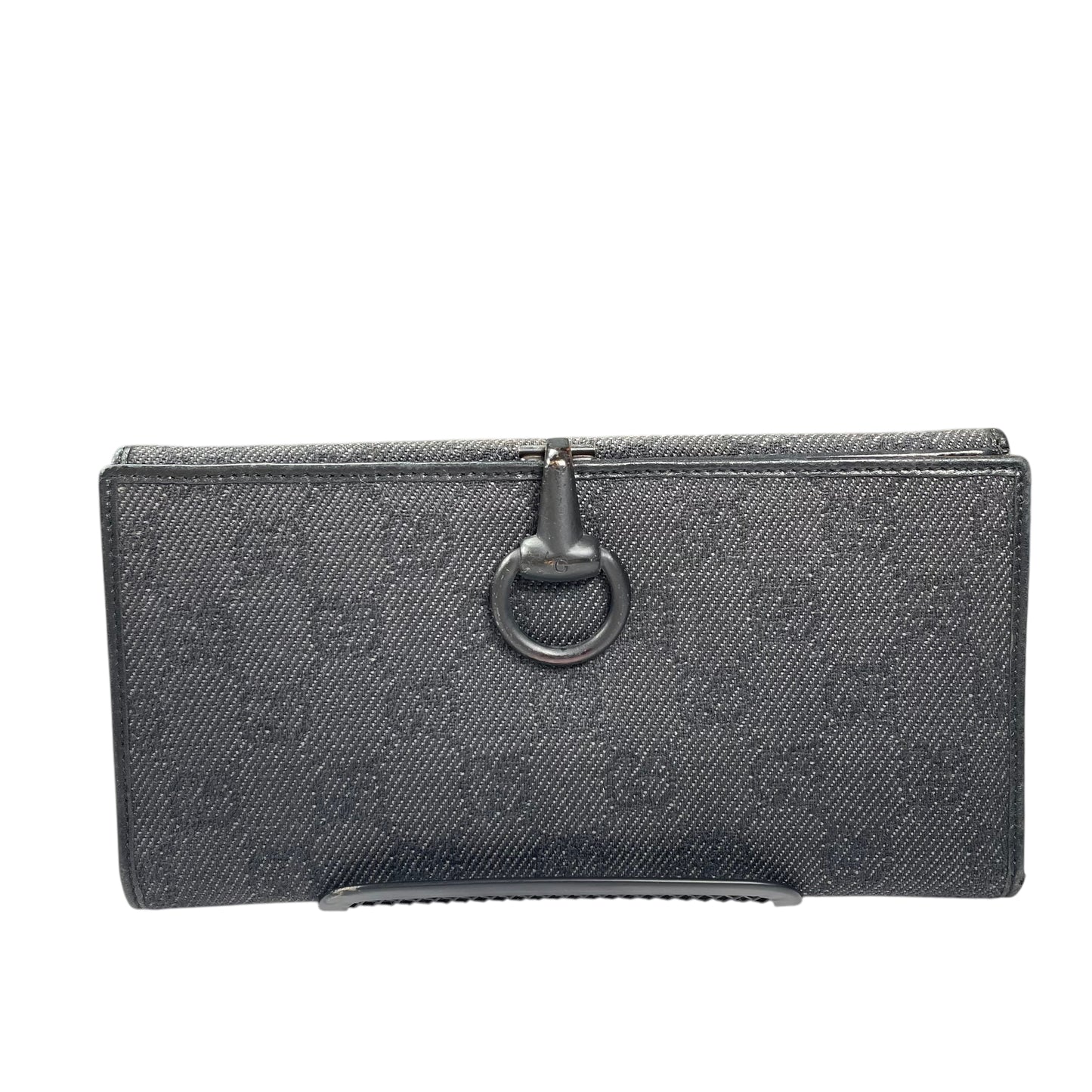 GG Black Horsebit Leather Matte Hardware Jacquard Long Clip Lock International Wallet