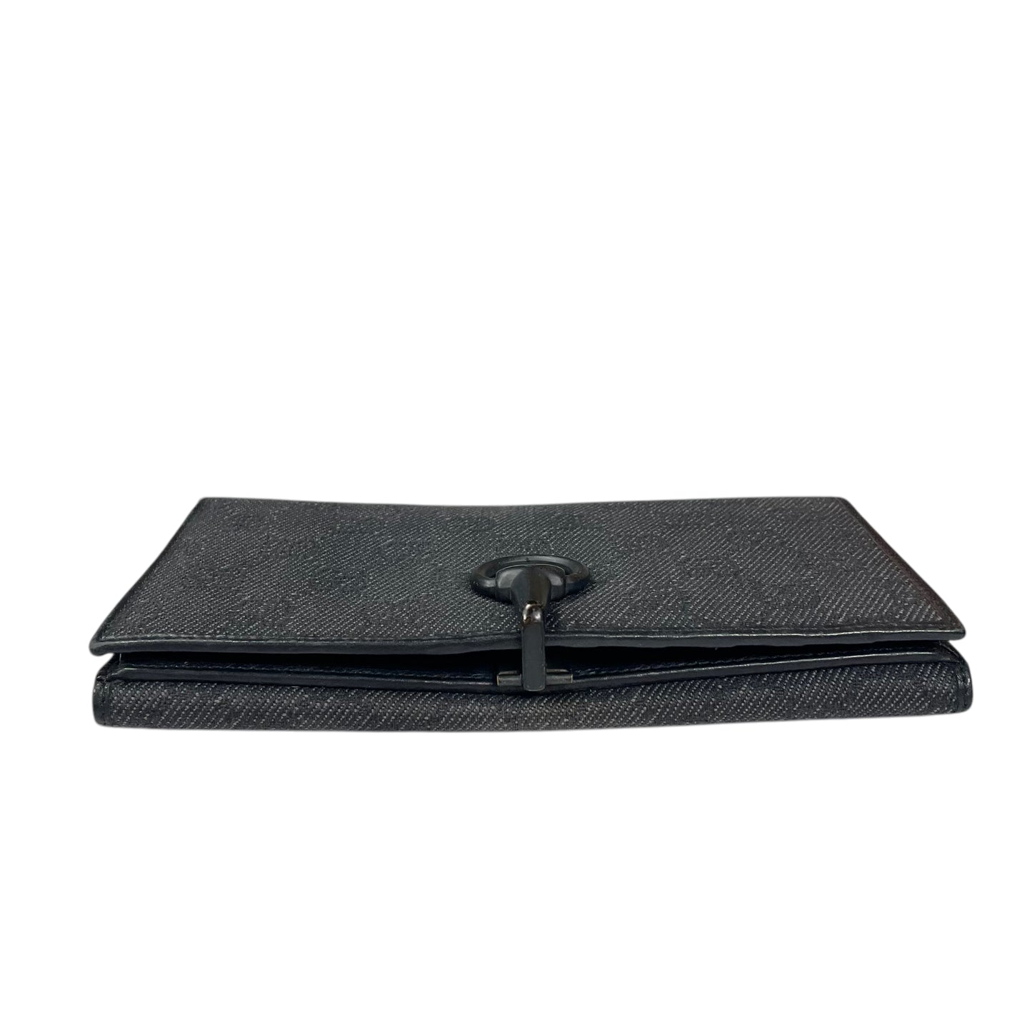 GG Black Horsebit Leather Matte Hardware Jacquard Long Clip Lock International Wallet
