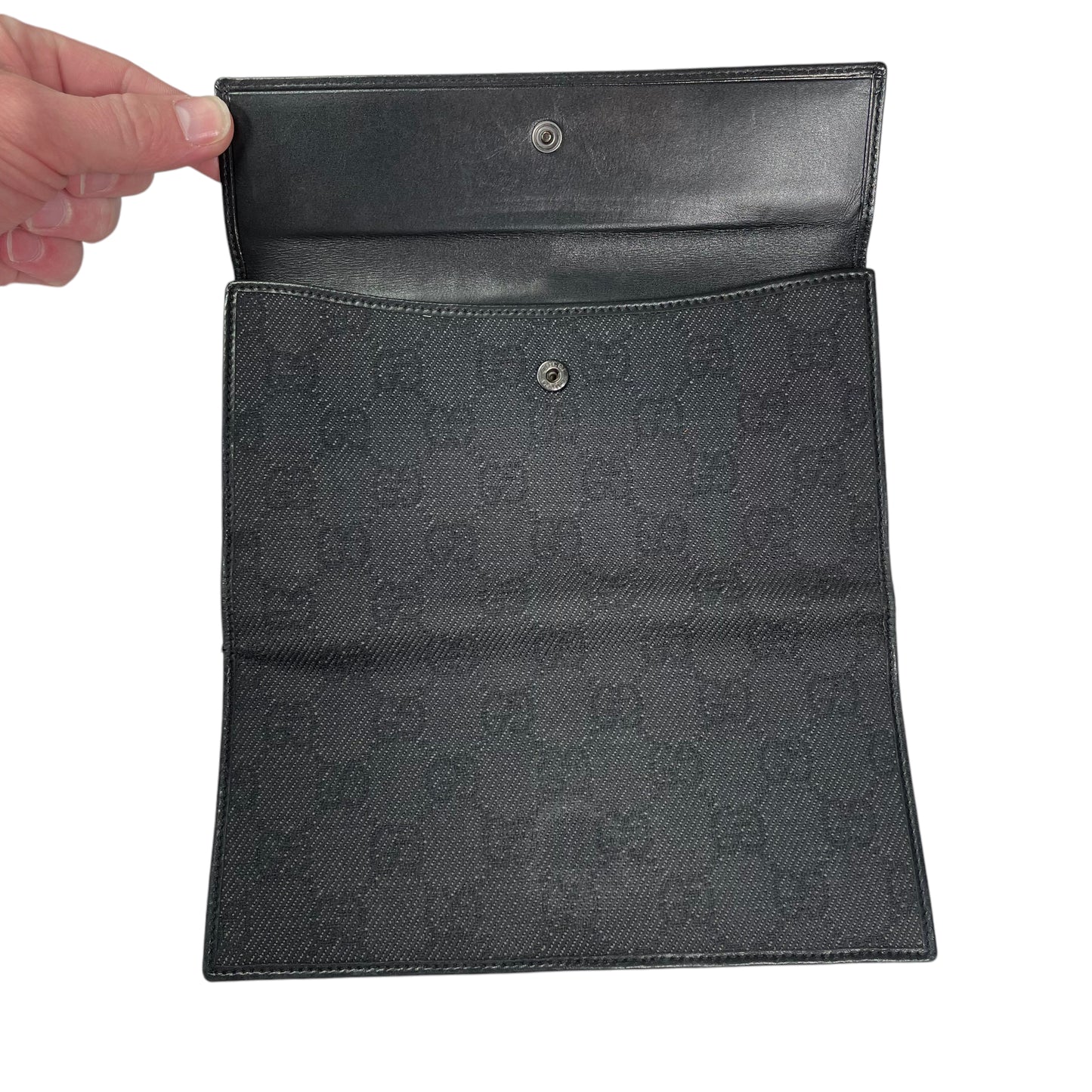 GG Black Horsebit Leather Matte Hardware Jacquard Long Clip Lock International Wallet
