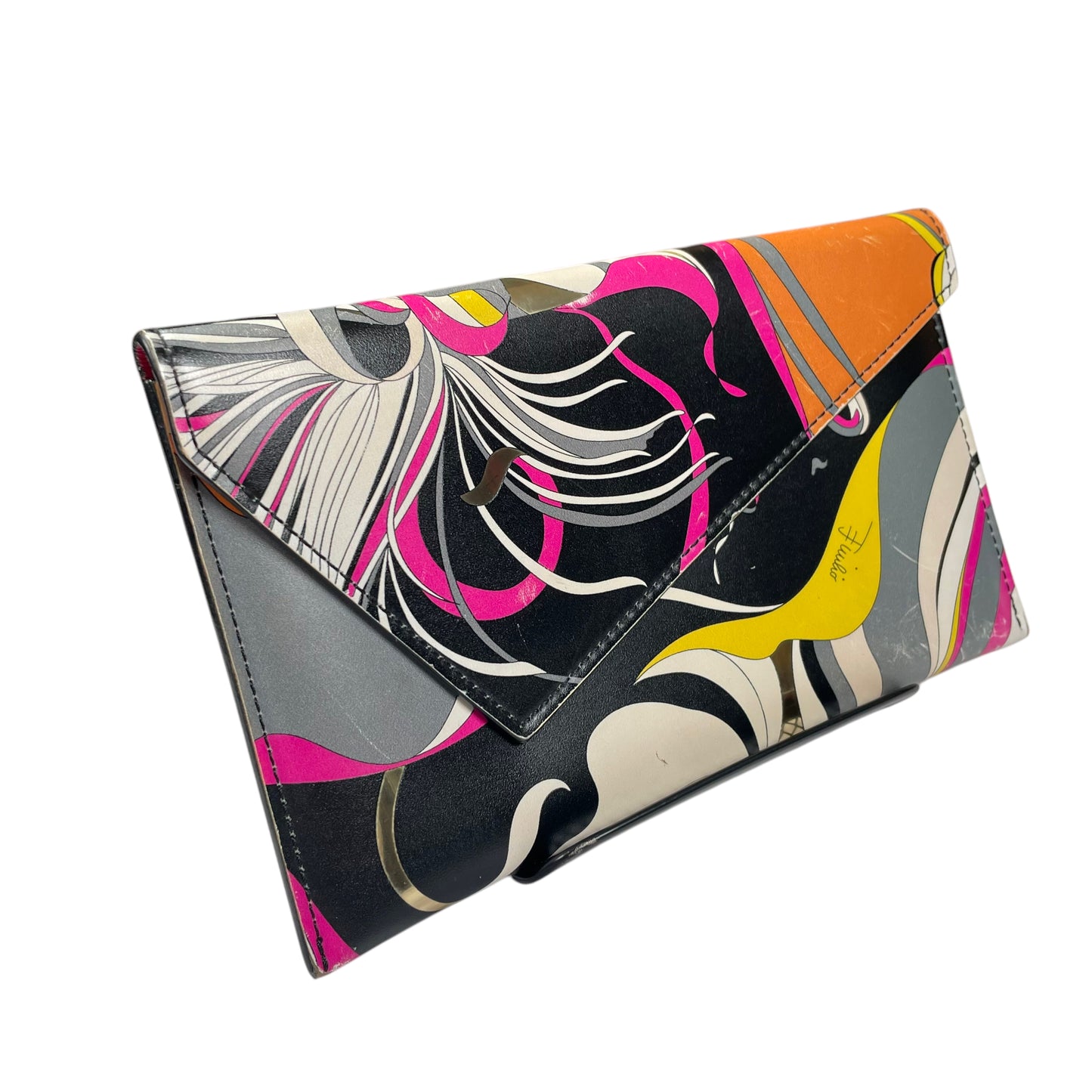 Emillio Pucci Envelop Abstract Swirl Long Slim Snap Wallet