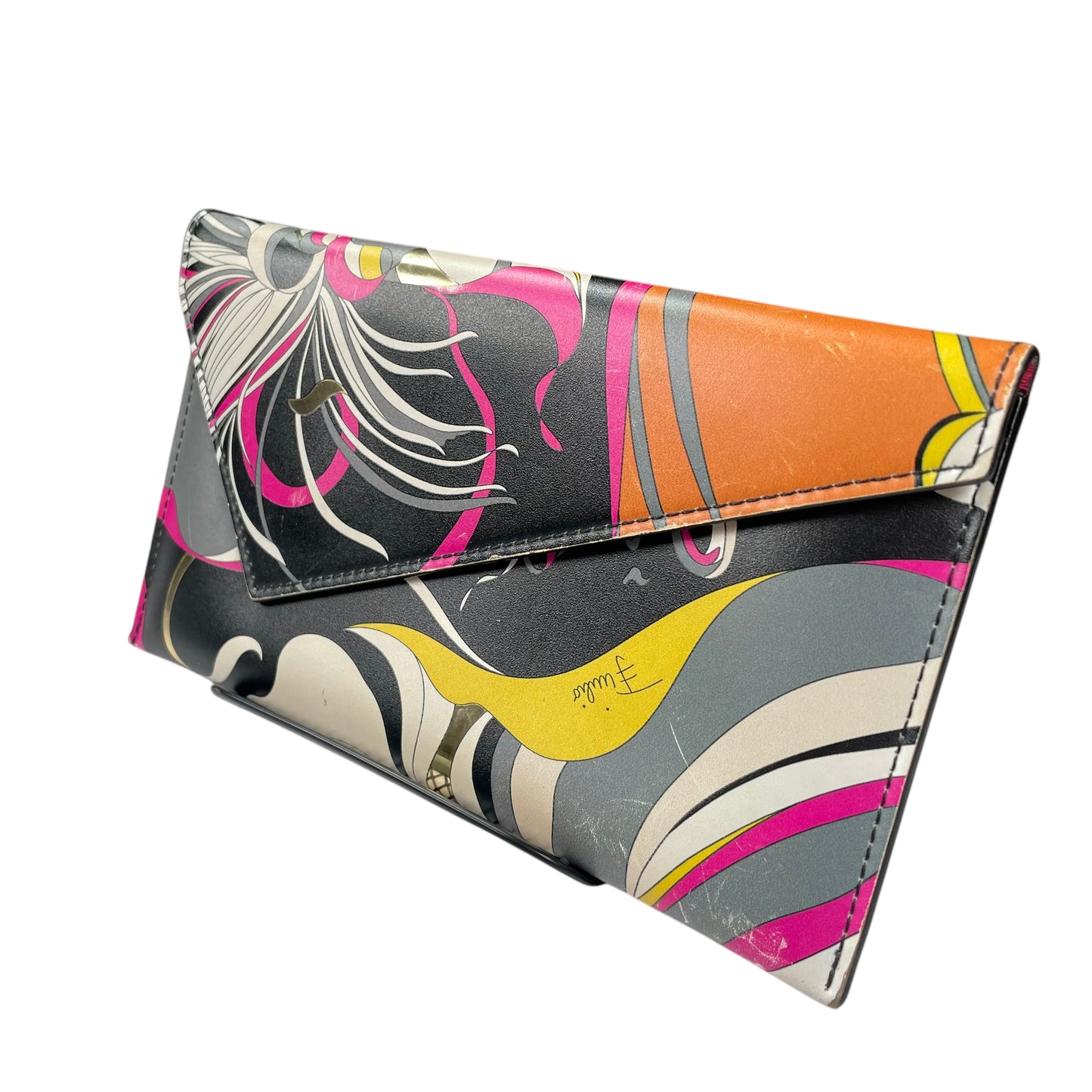 Emillio Pucci Envelop Abstract Swirl Long Slim Snap Wallet