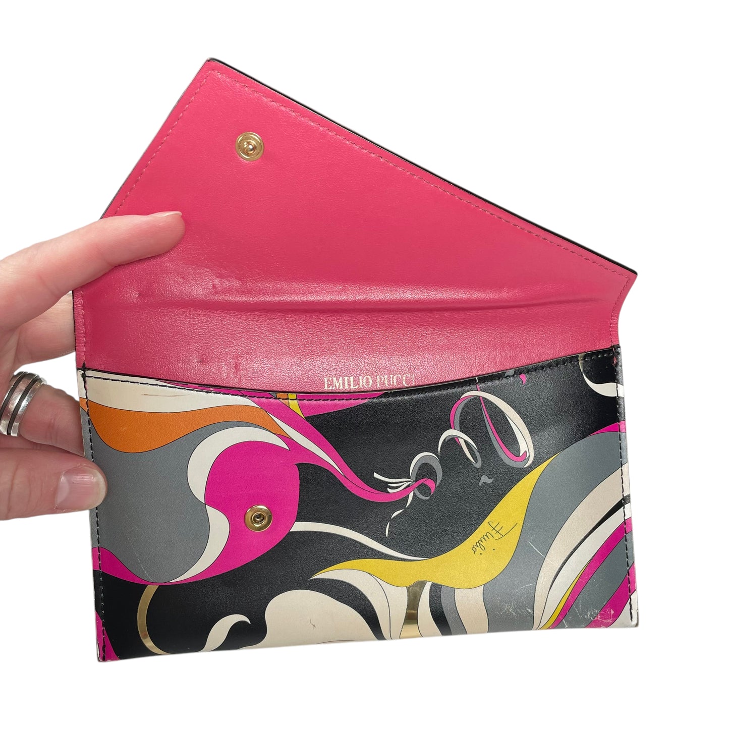 Emillio Pucci Envelop Abstract Swirl Long Slim Snap Wallet