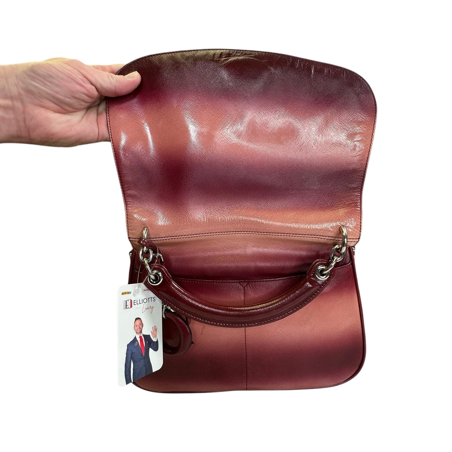 Christian Dior Dune Burgundy Pink Hombre Saffiano Coated Top Handle Crossbody