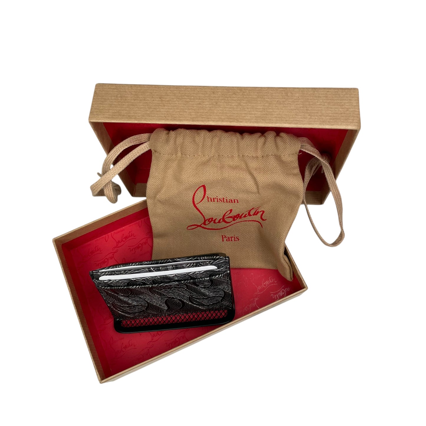 Christian Louboutin KIOS CL Signature Metallic Monogram Print Leather Card Case