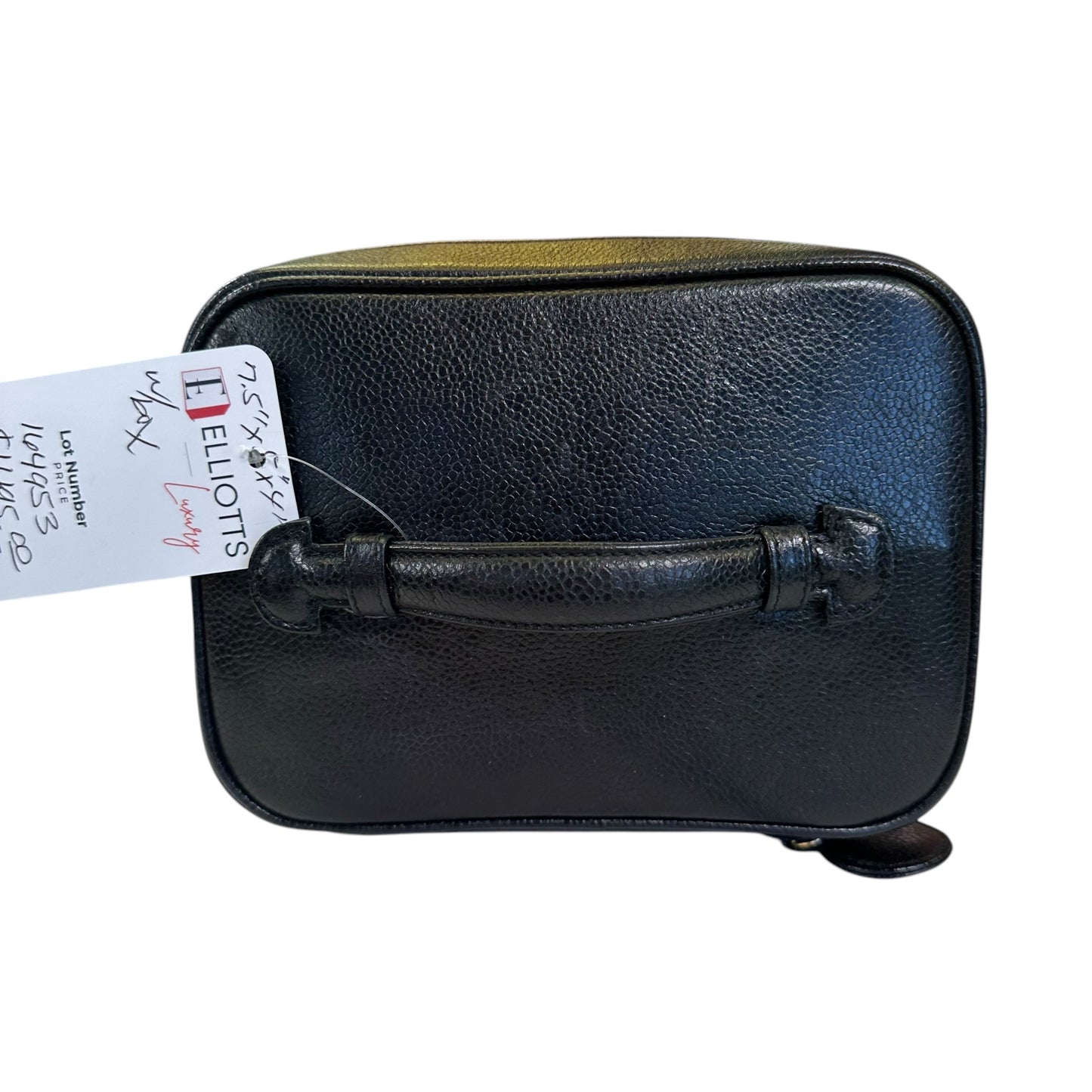 Chanel CC Black Timeless Caviar Rectangular Small Cosmetic Travel Case Top Handle